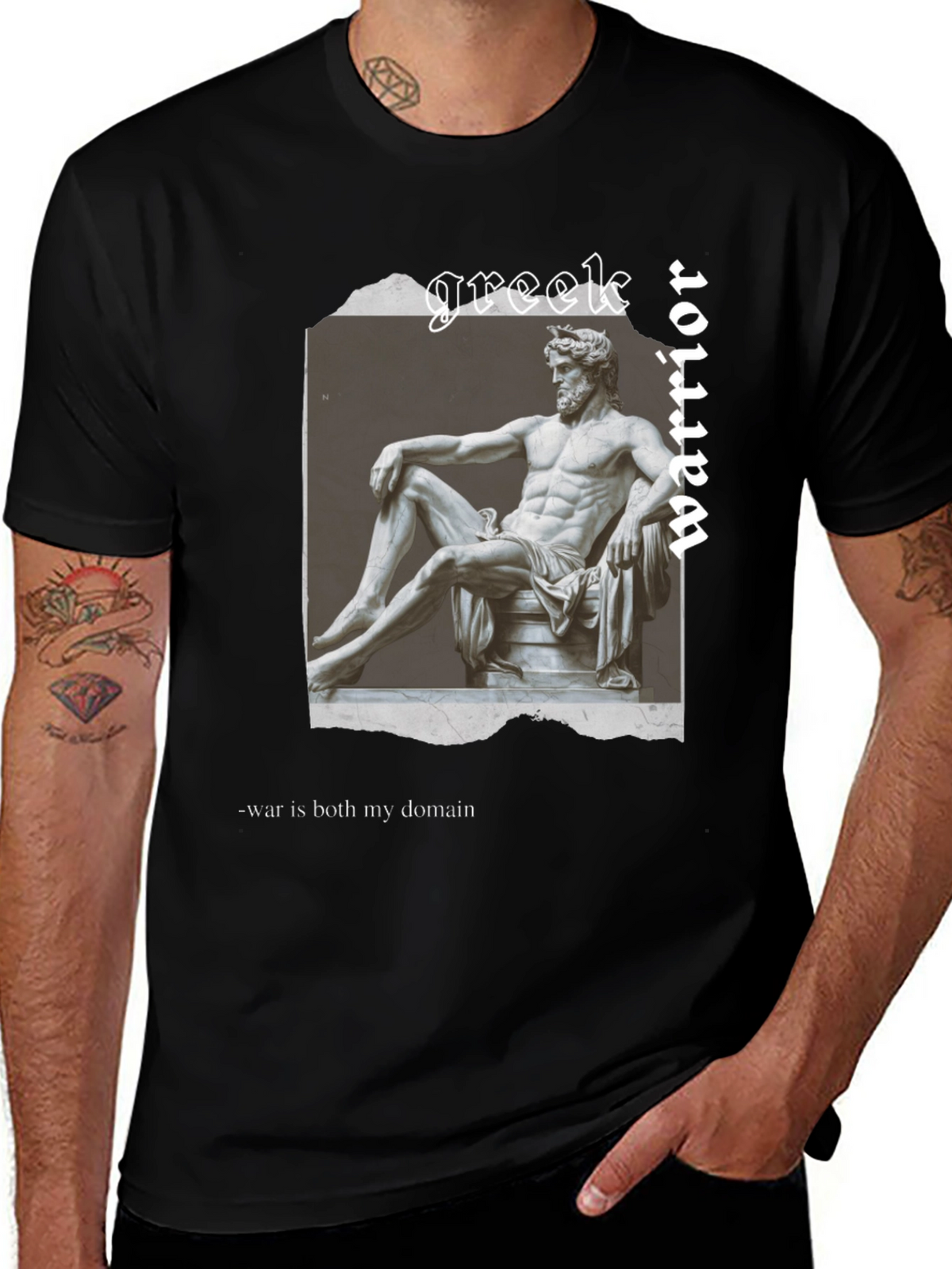 Greek Warrior Graphic Tee - Stylish Mens T-Shirt
