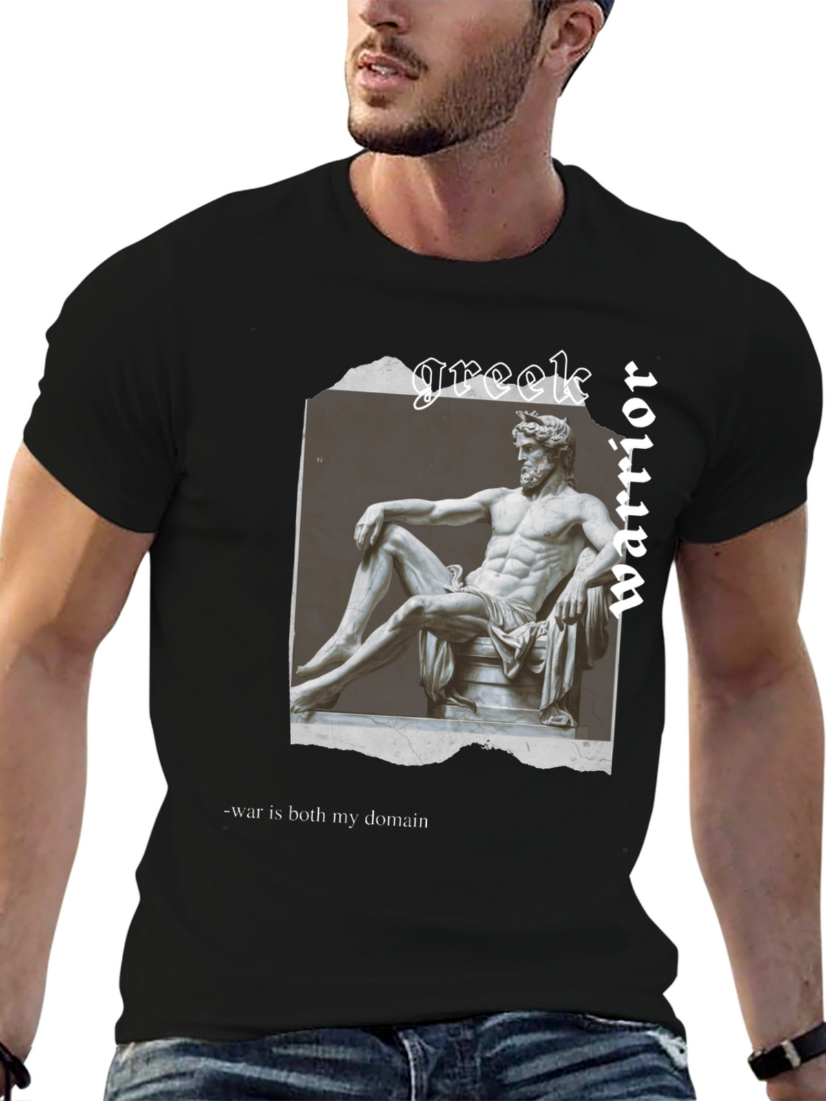 Greek Warrior Graphic Tee - Stylish Mens T-Shirt