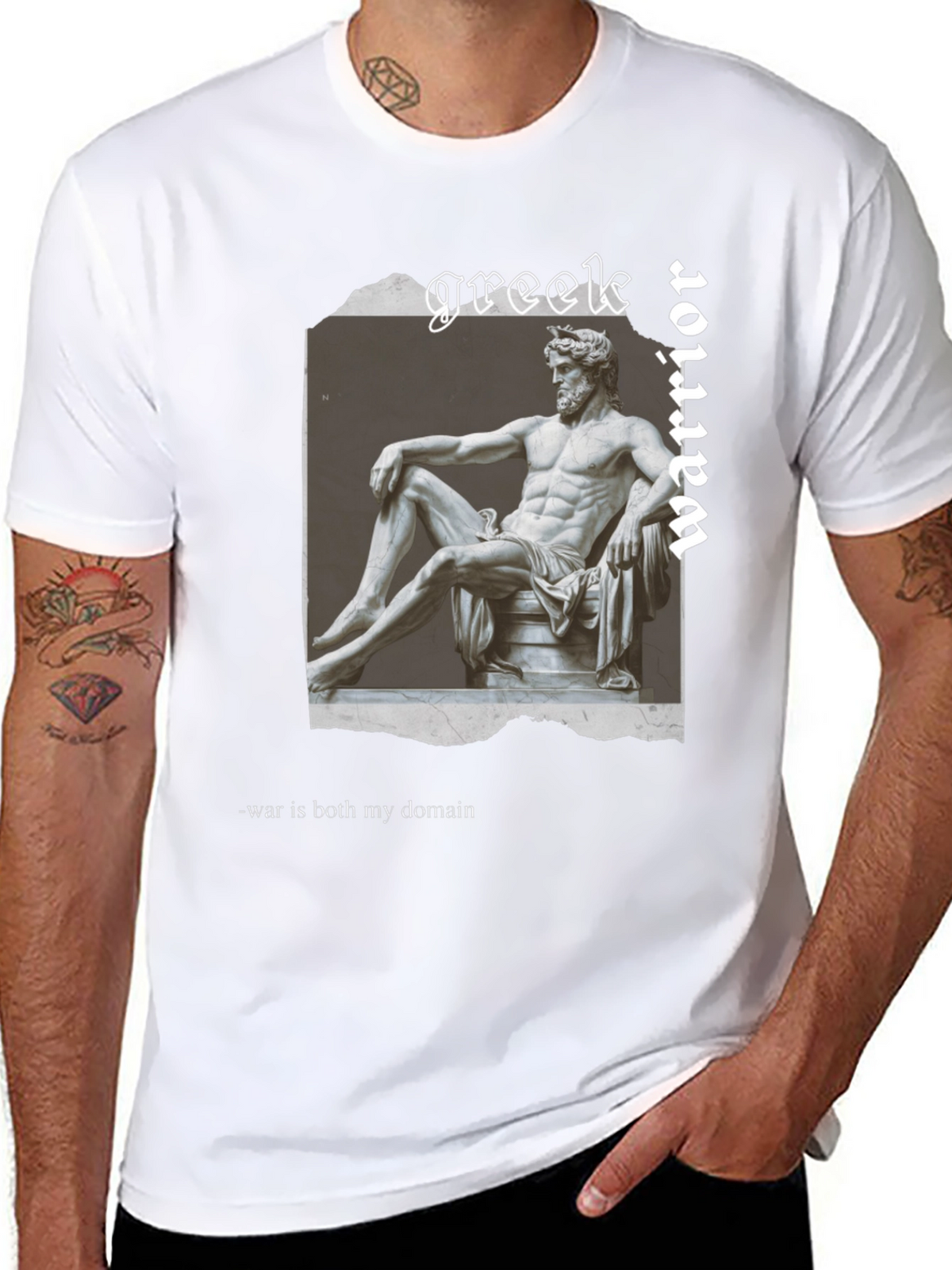 Greek Warrior Graphic Tee - Stylish Mens T-Shirt