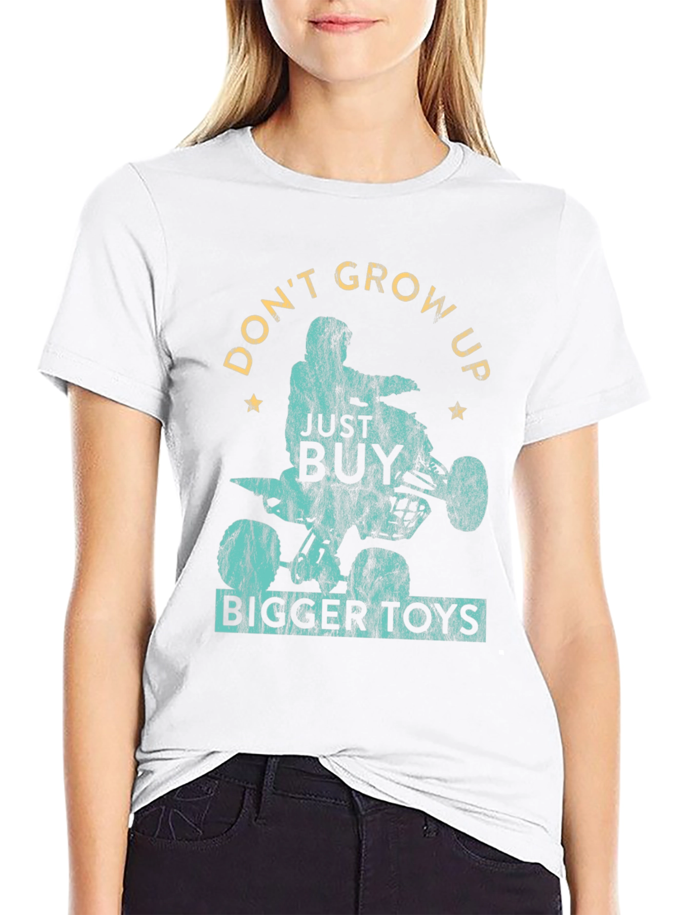 Dont Grow Up Buy Bigger Toys Black Graphic T-Shirt