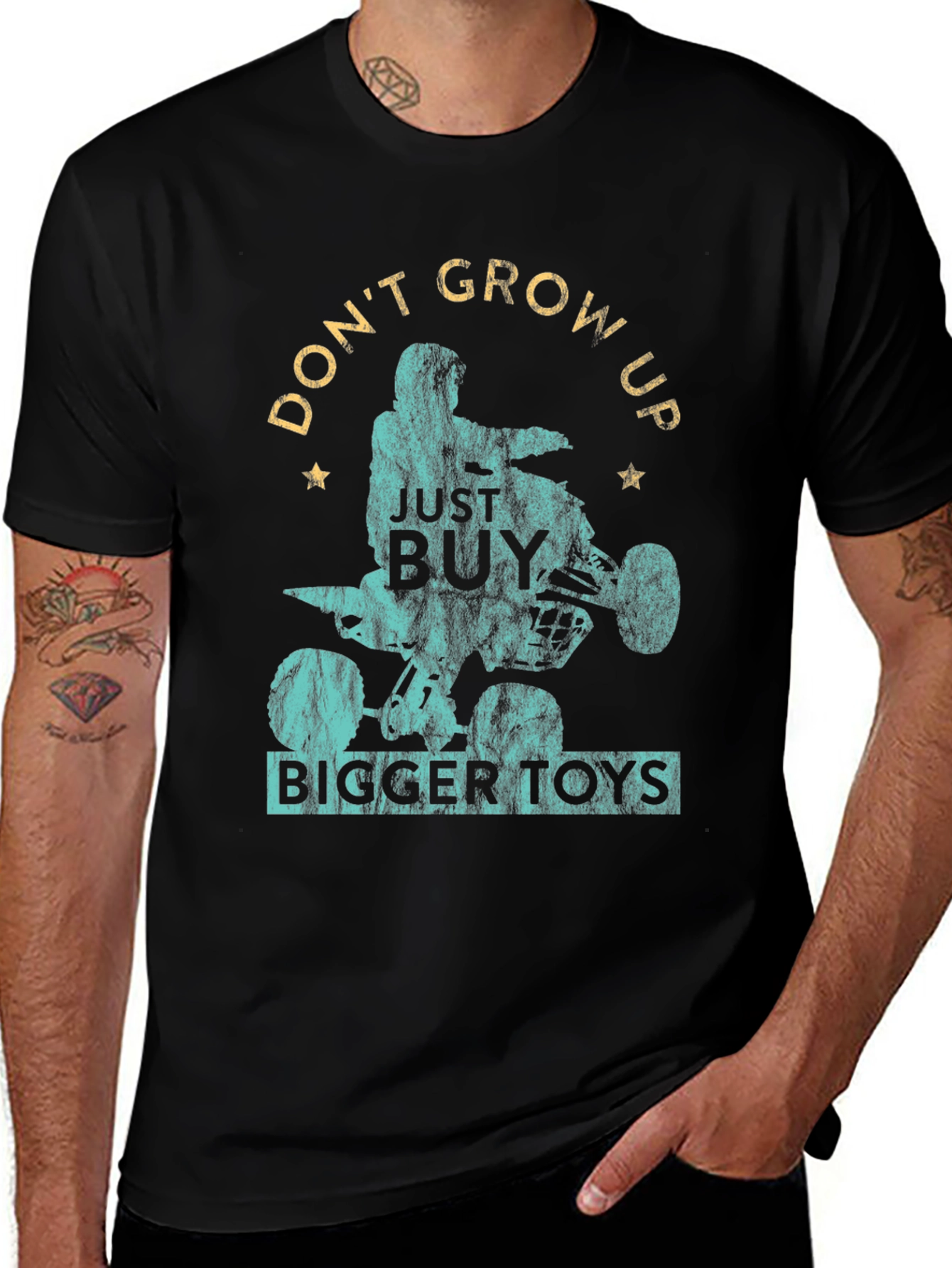 Dont Grow Up Buy Bigger Toys Black Graphic T-Shirt