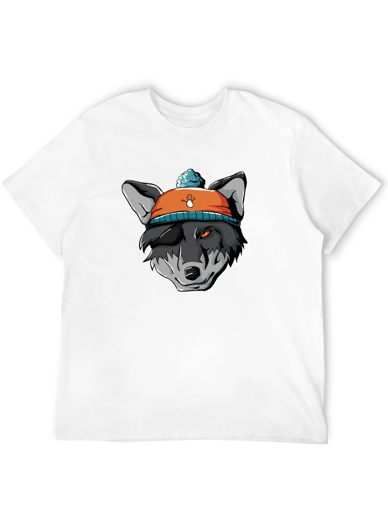 Wolf in Beanie Black T-Shirt - Unique Graphic Tee