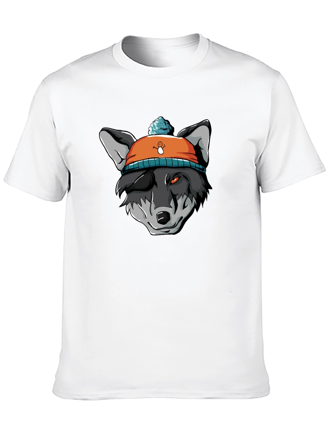 Wolf in Beanie Black T-Shirt - Unique Graphic Tee
