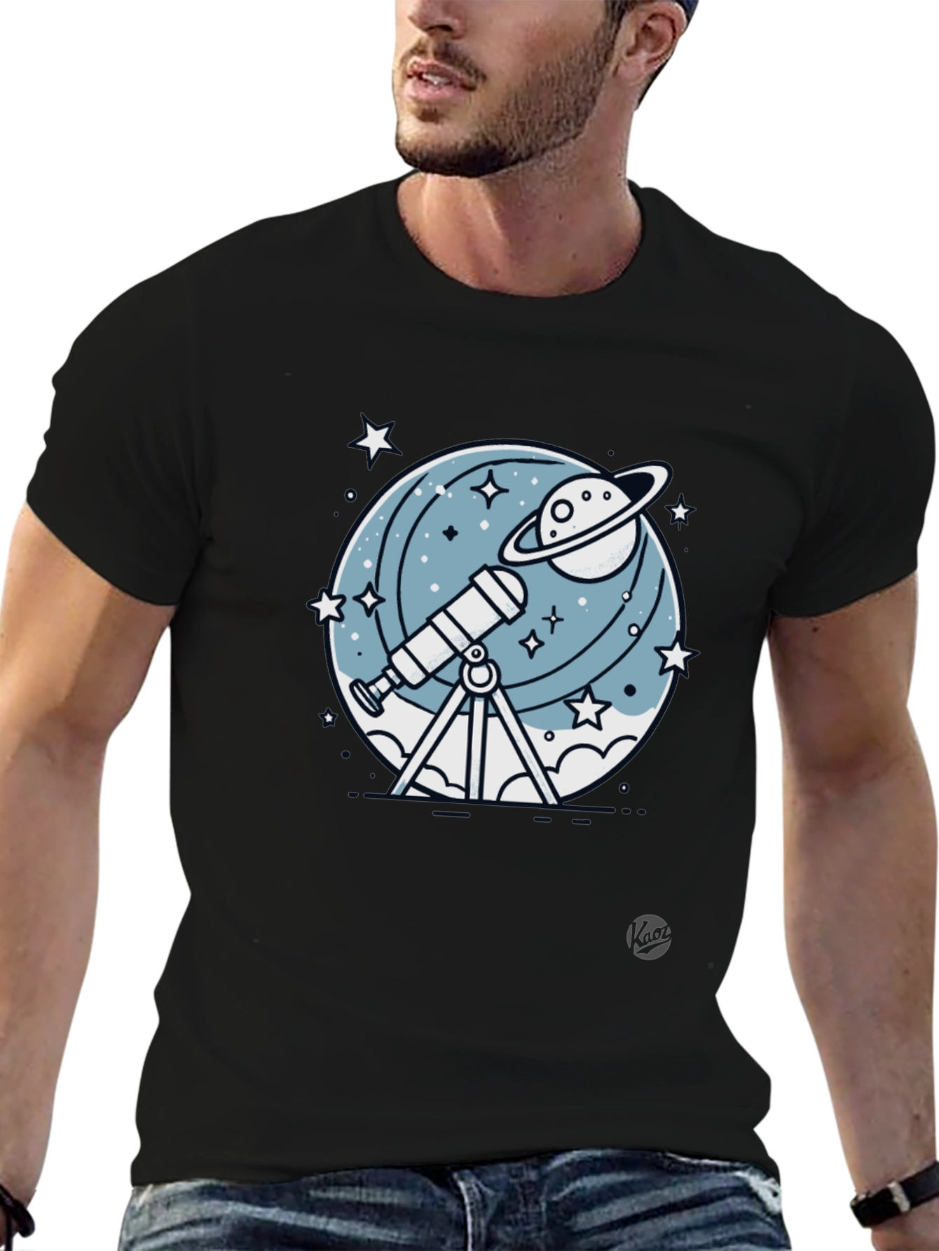Cosmic Telescope Graphic Tee - Space Explorer T-Shirt