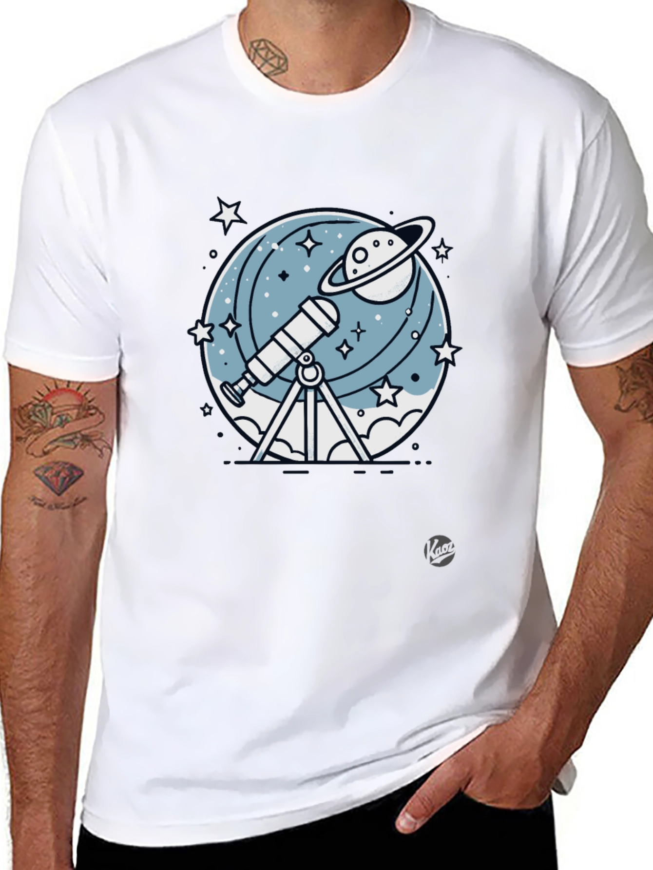 Cosmic Telescope Graphic Tee - Space Explorer T-Shirt