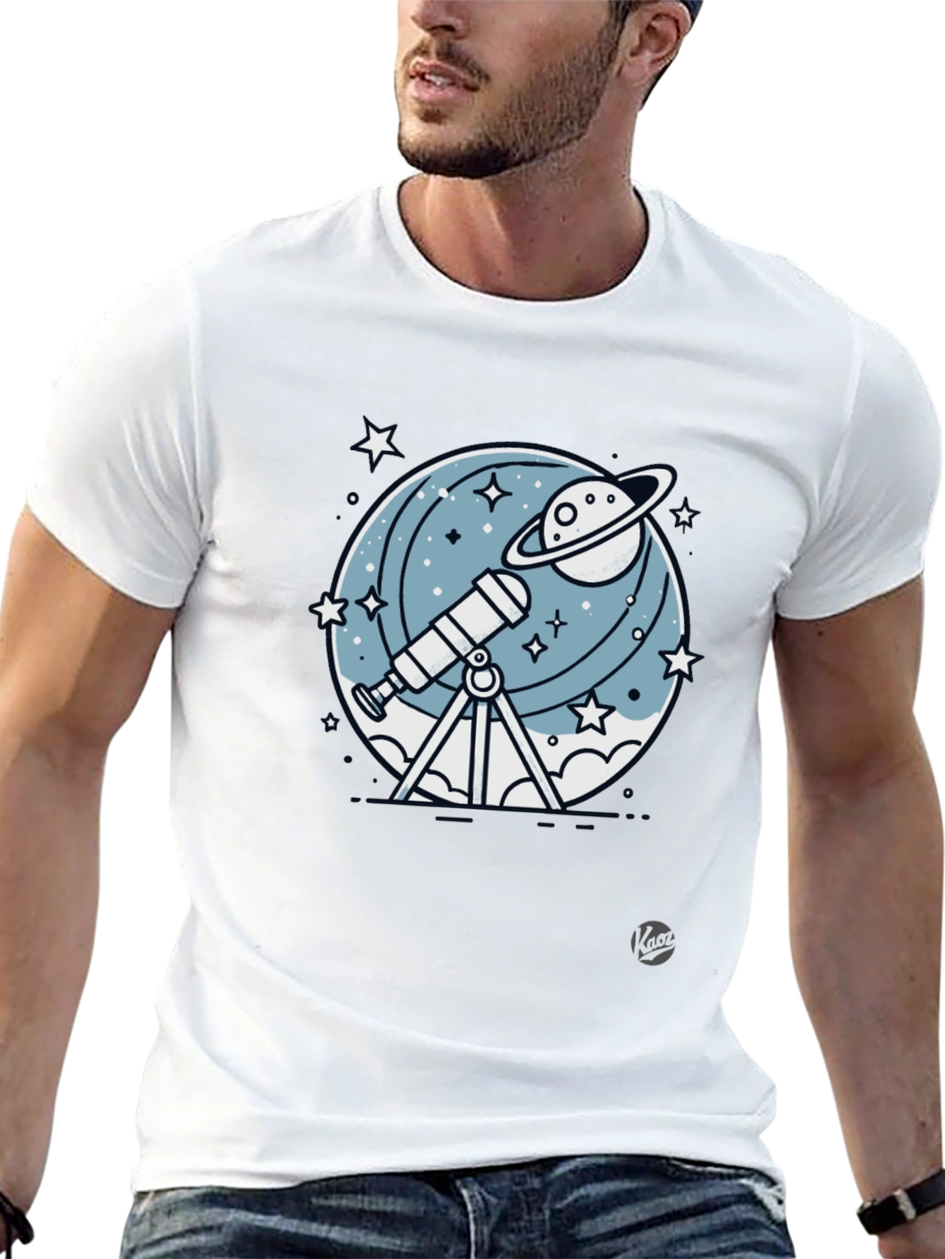 Cosmic Telescope Graphic Tee - Space Explorer T-Shirt