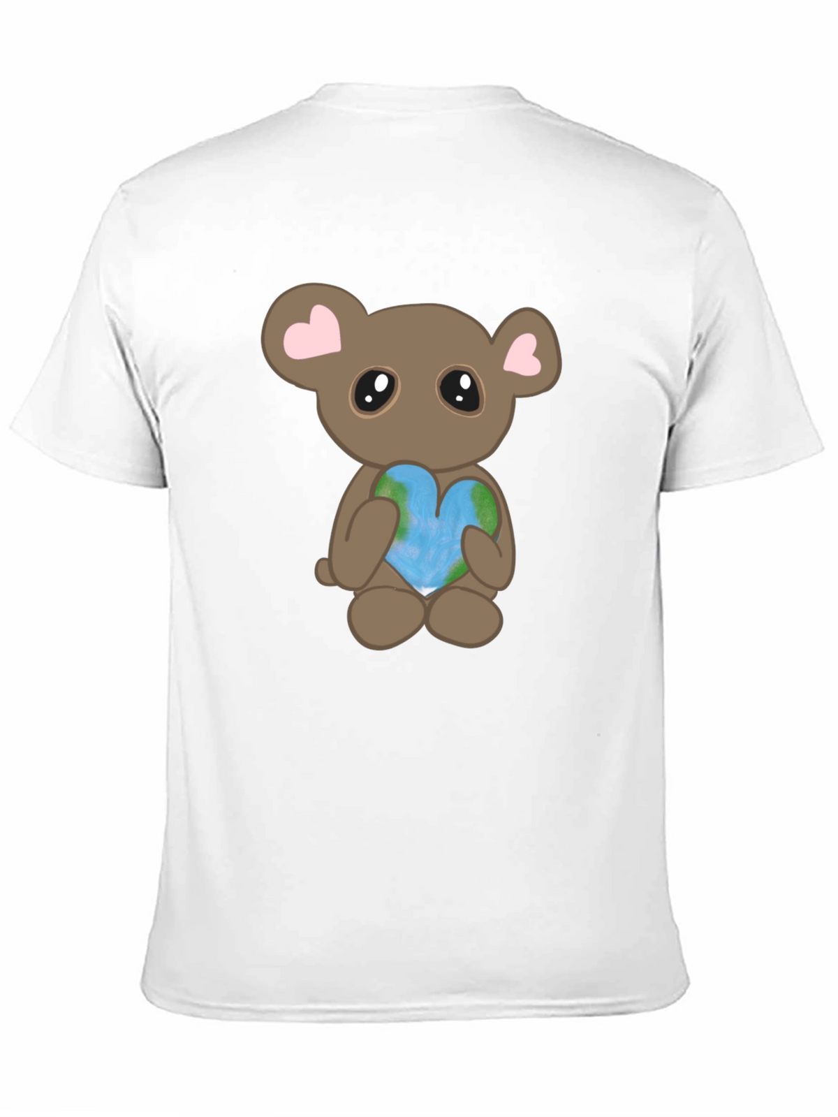 Cute Bear Holding Heart Earth Graphic T-Shirt