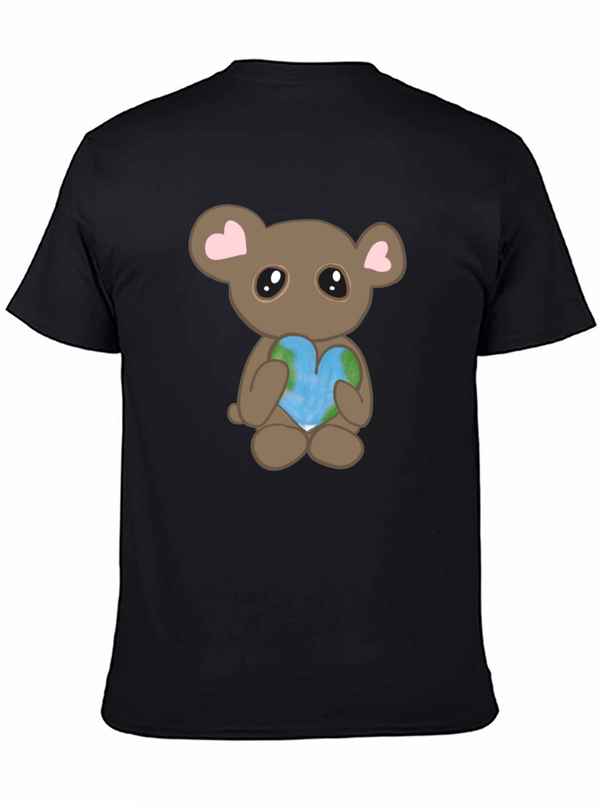 Cute Bear Holding Heart Earth Graphic T-Shirt