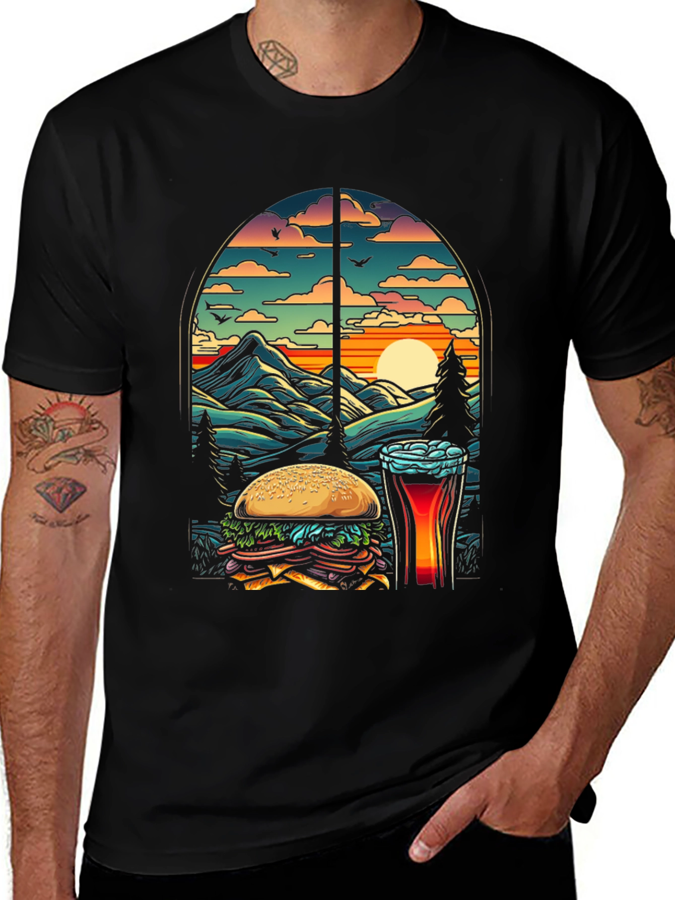 Burger & Beer Sunset Tee