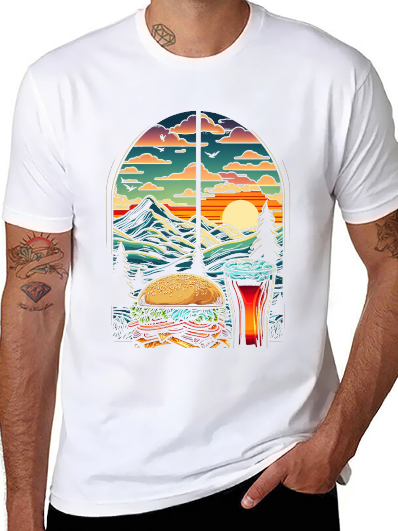 Burger & Beer Sunset Tee