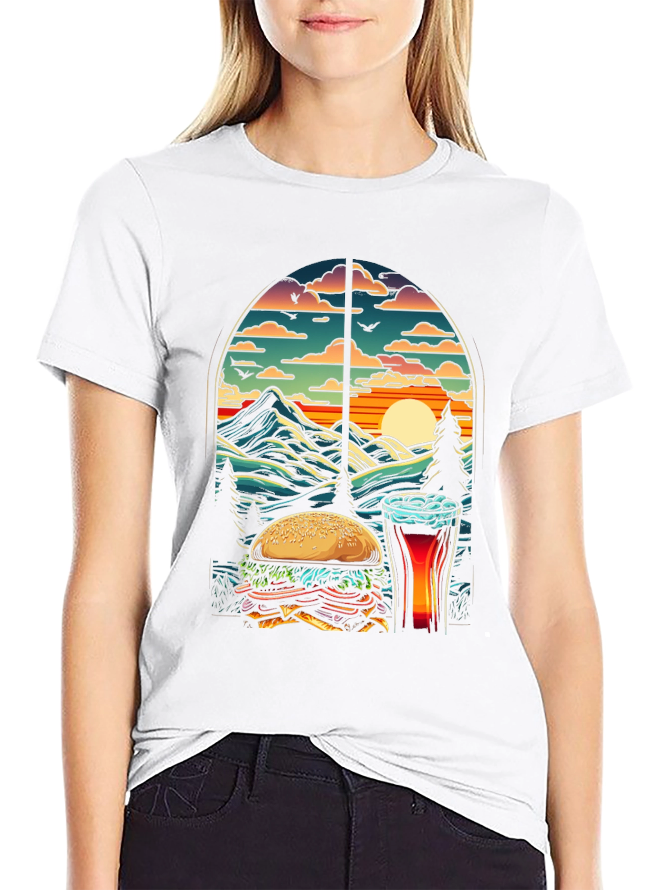 Burger & Beer Sunset Tee