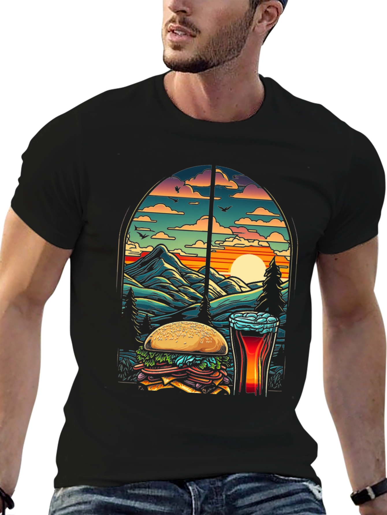 Burger & Beer Sunset Tee