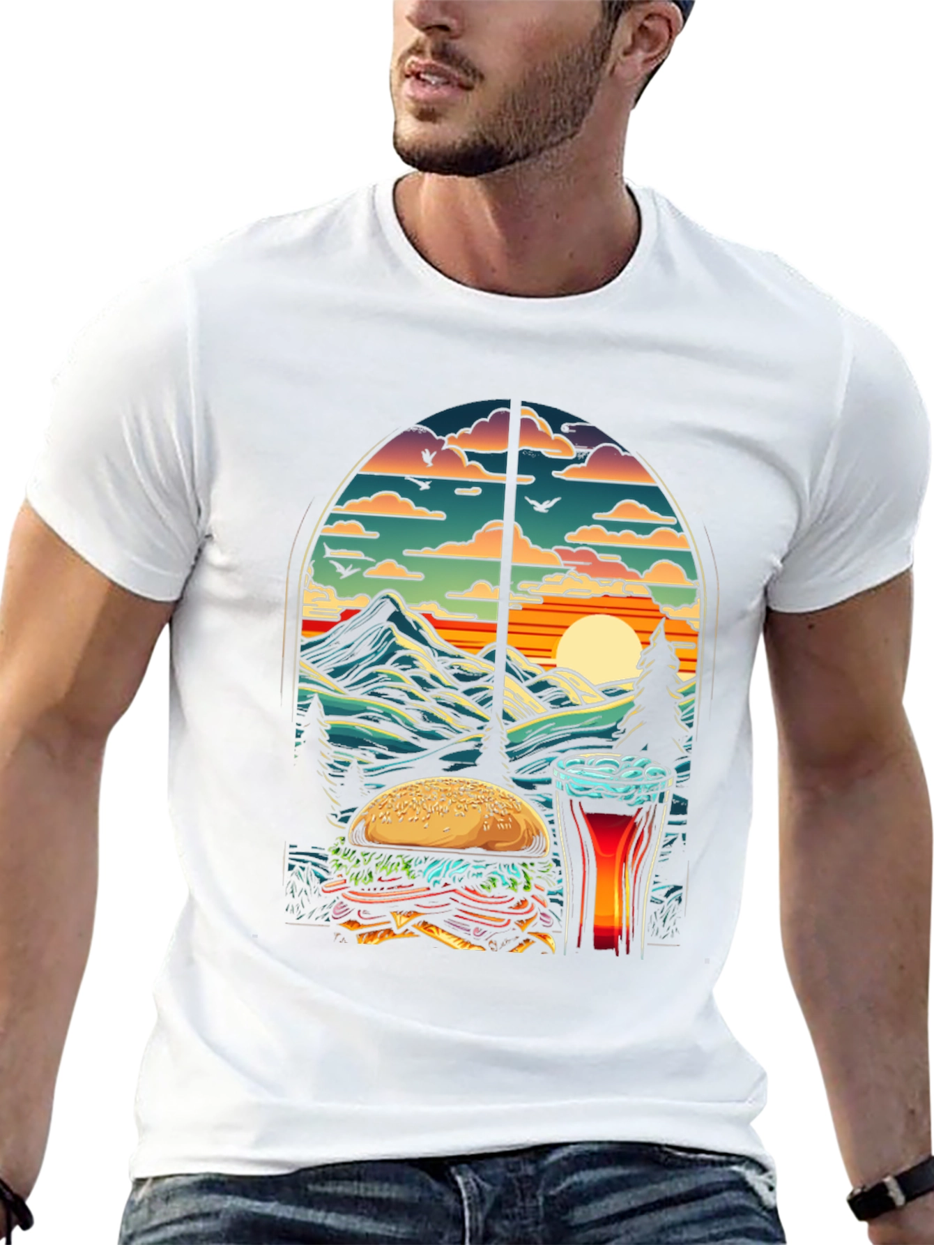 Burger & Beer Sunset Tee