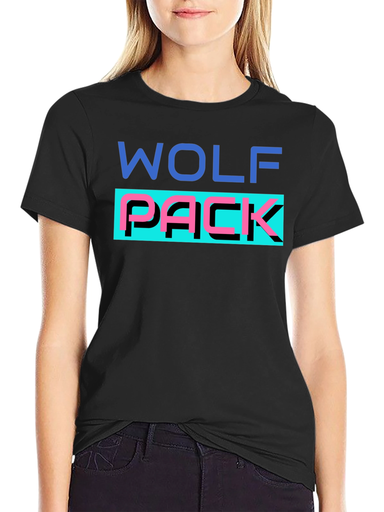 Wolf Pack Graphic T-Shirt - Black Crew Neck Tee