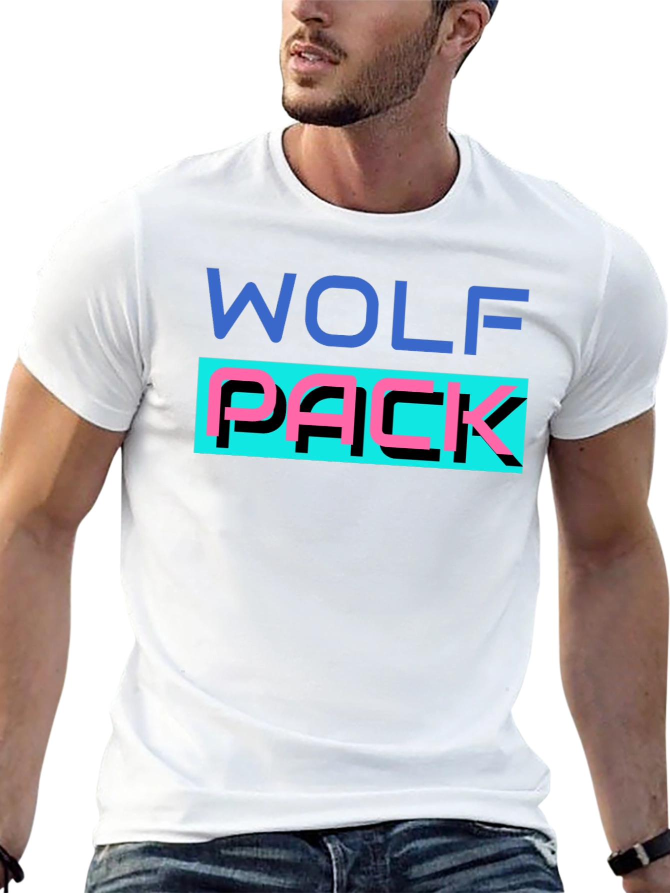 Wolf Pack Graphic T-Shirt - Black Crew Neck Tee