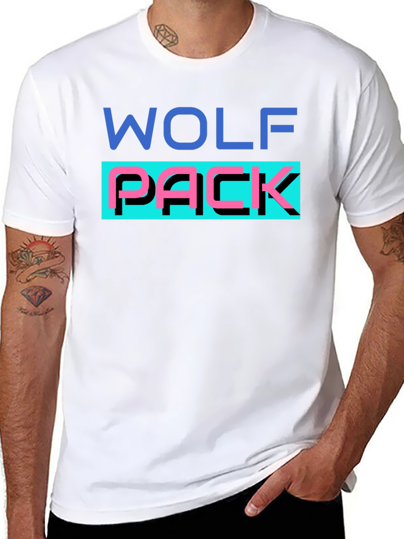 Wolf Pack Graphic T-Shirt - Black Crew Neck Tee