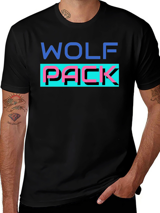 Wolf Pack Graphic T-Shirt - Black Crew Neck Tee