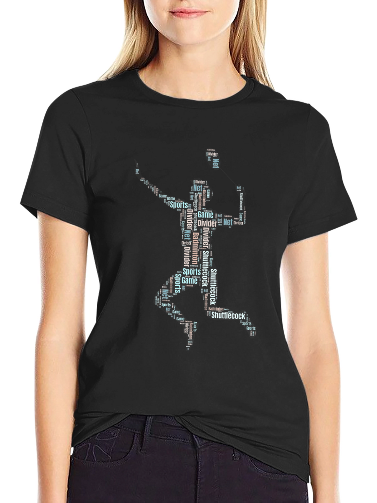 Badminton Word Art Graphic T-Shirt