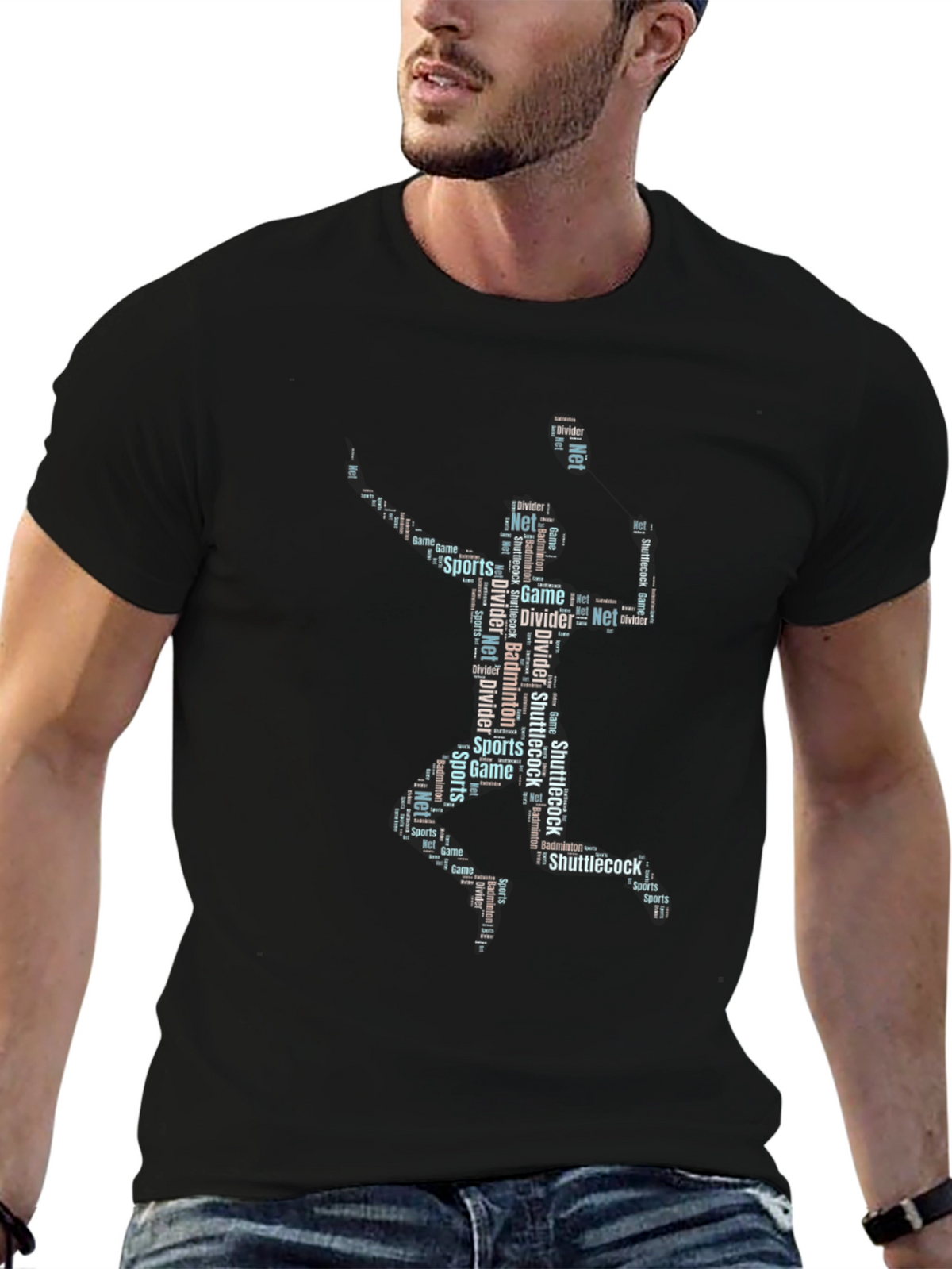Badminton Word Art Graphic T-Shirt