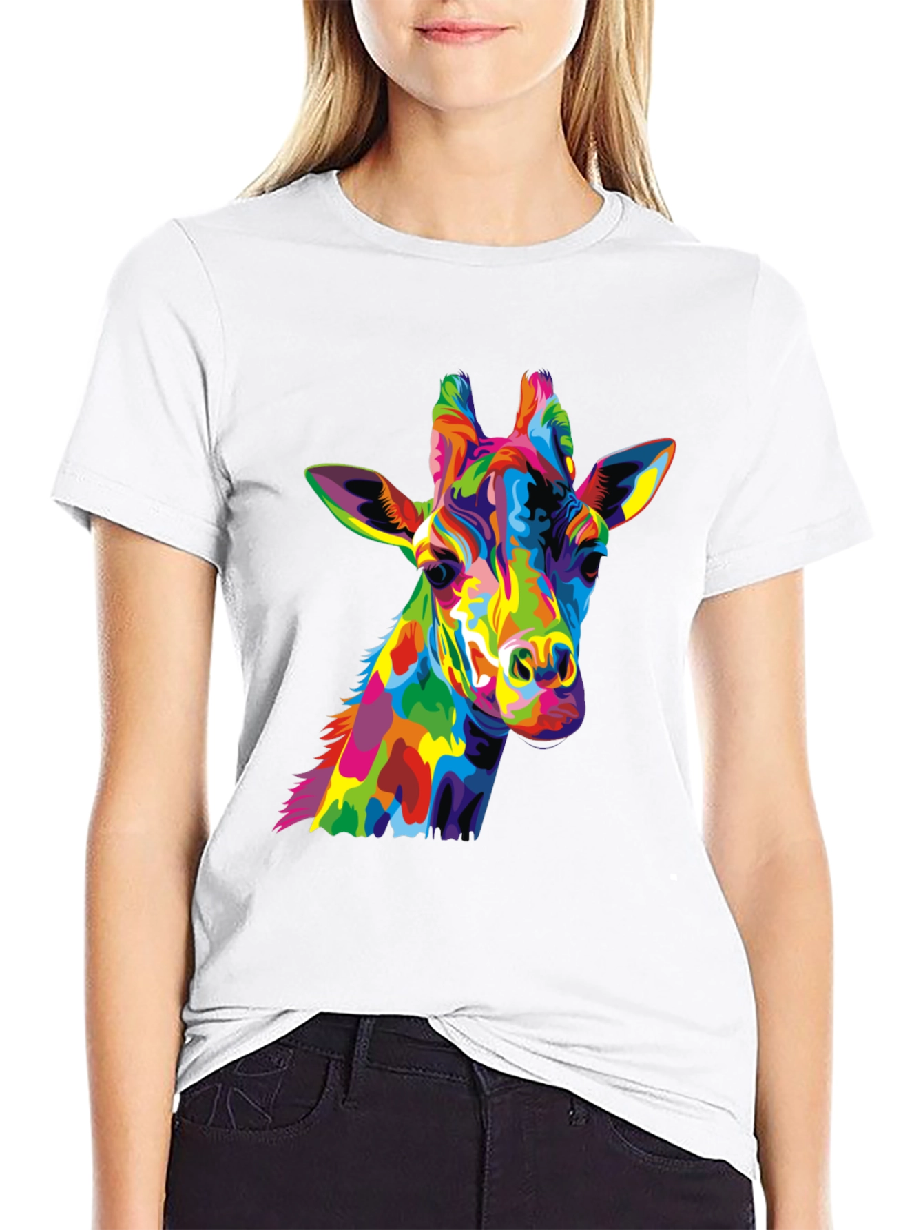 Colorful Giraffe Graphic Tee