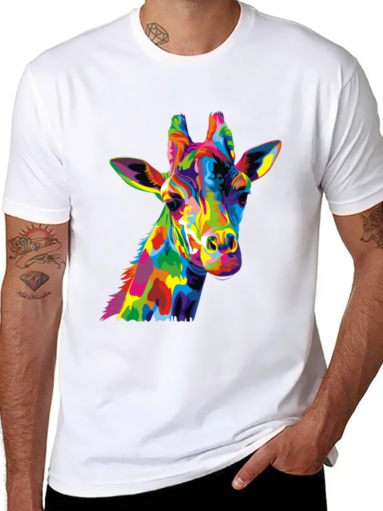 Colorful Giraffe Graphic Tee