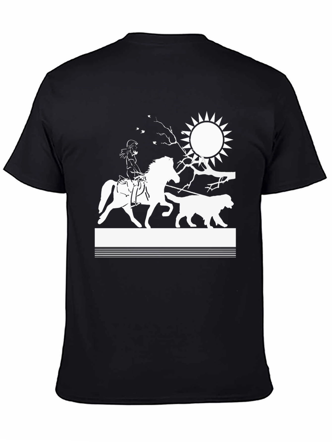 Cowgirl Horse & Dog Graphic Tee - Black