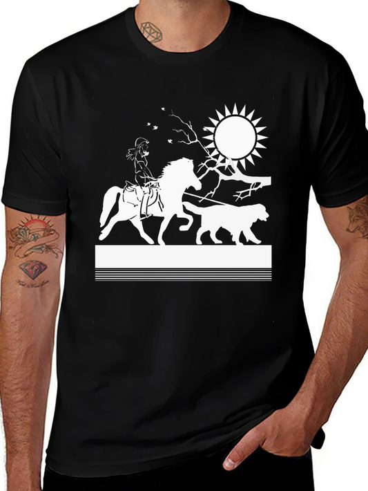 Cowgirl Horse & Dog Graphic Tee - Black
