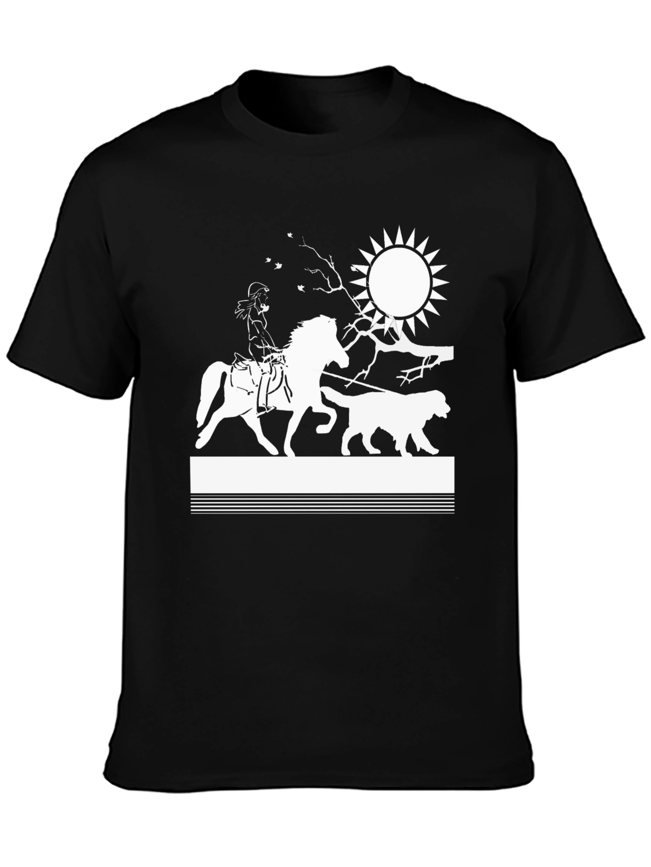 Cowgirl Horse & Dog Graphic Tee - Black