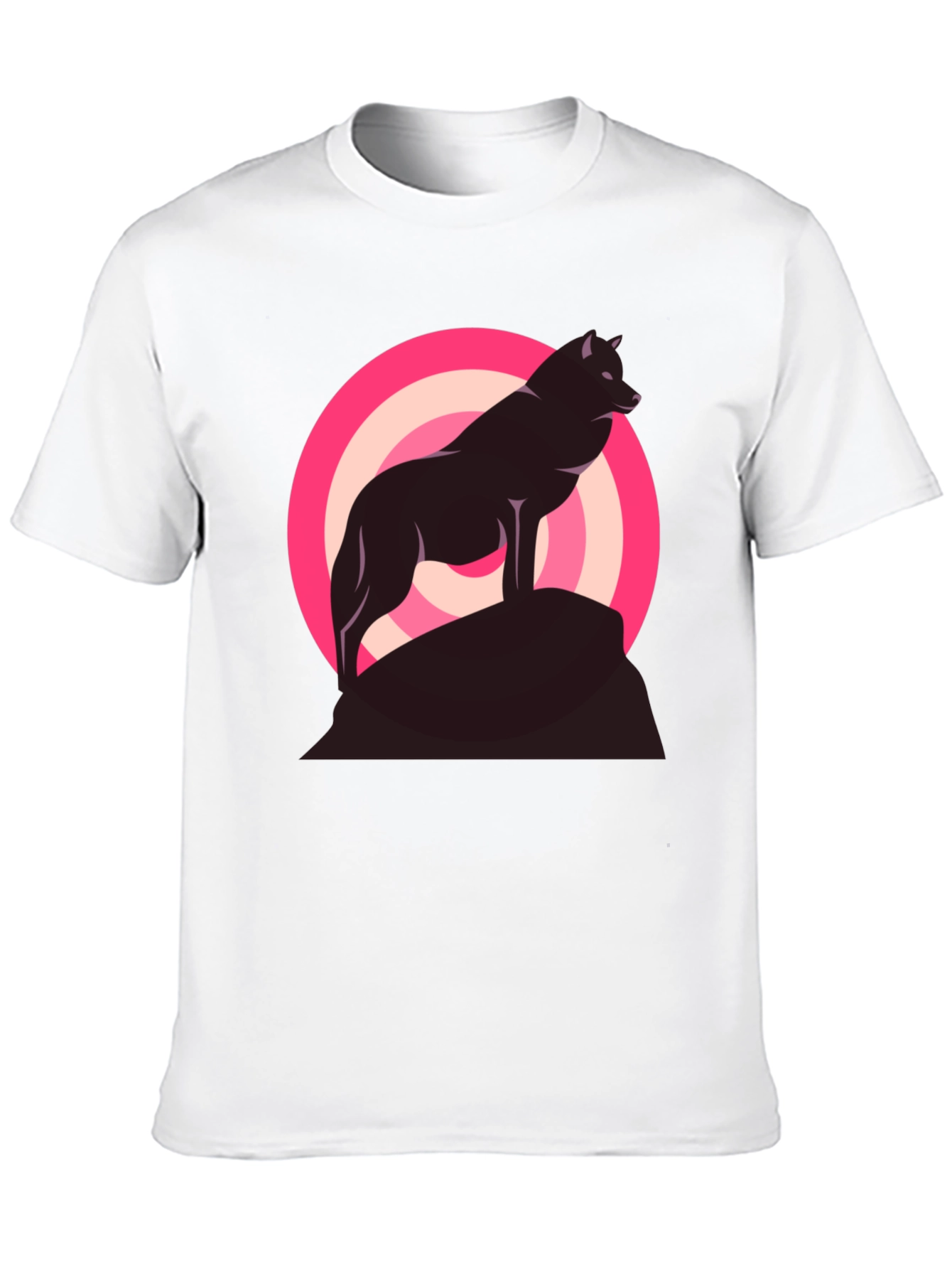 Wolf Silhouette Graphic Tee - Stylish Mens Black T-Shirt
