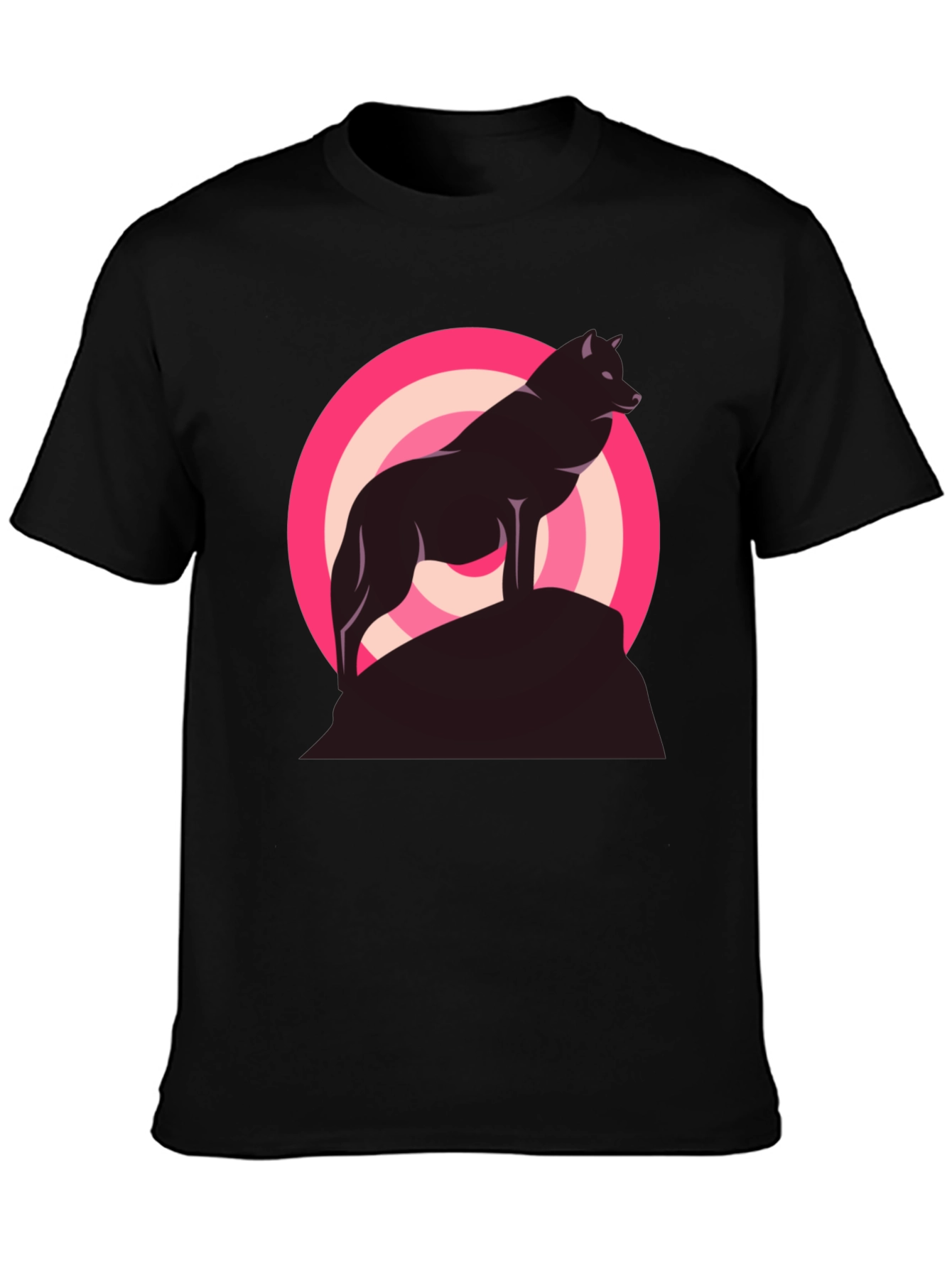 Wolf Silhouette Graphic Tee - Stylish Mens Black T-Shirt