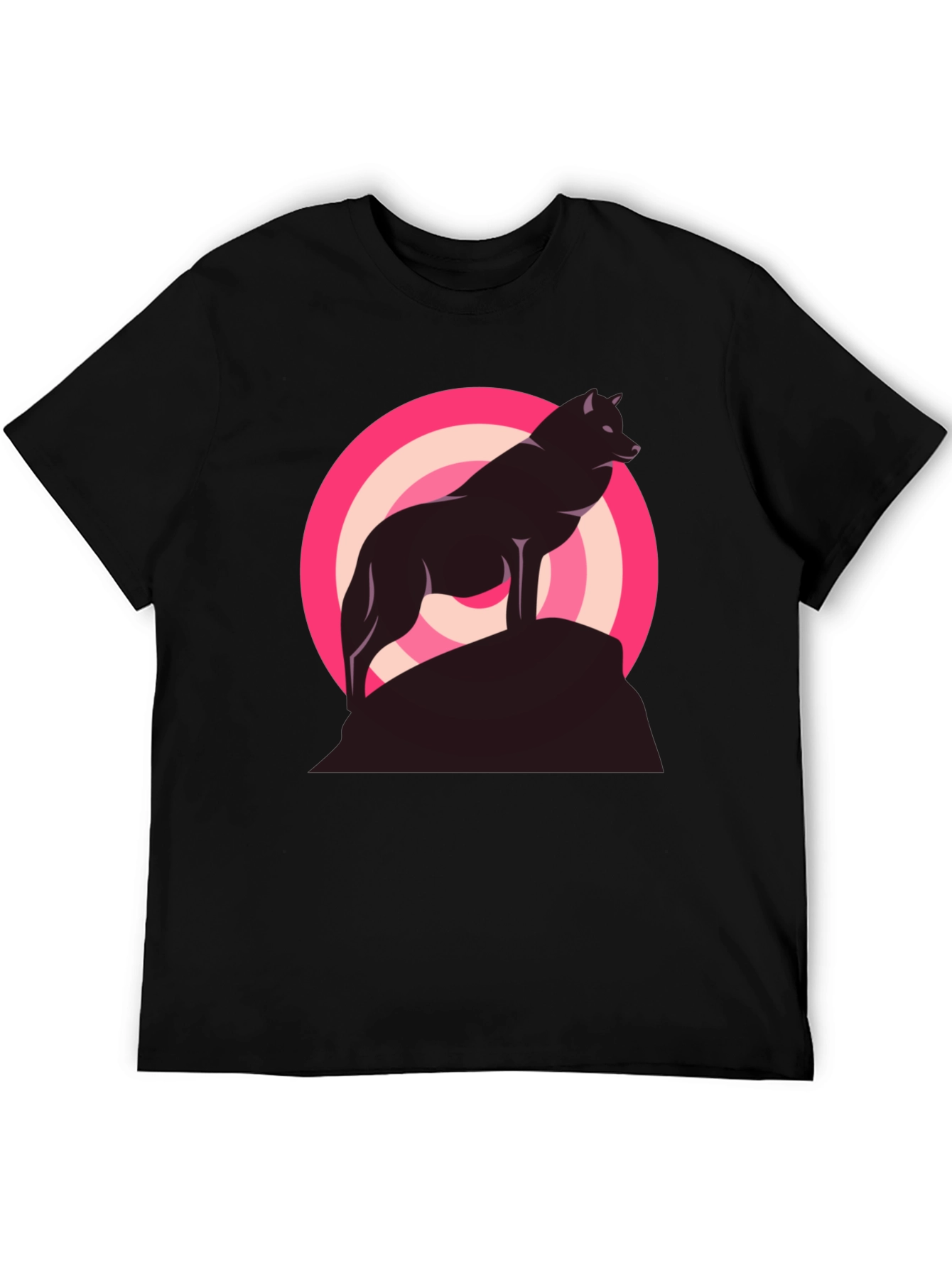 Wolf Silhouette Graphic Tee - Stylish Mens Black T-Shirt