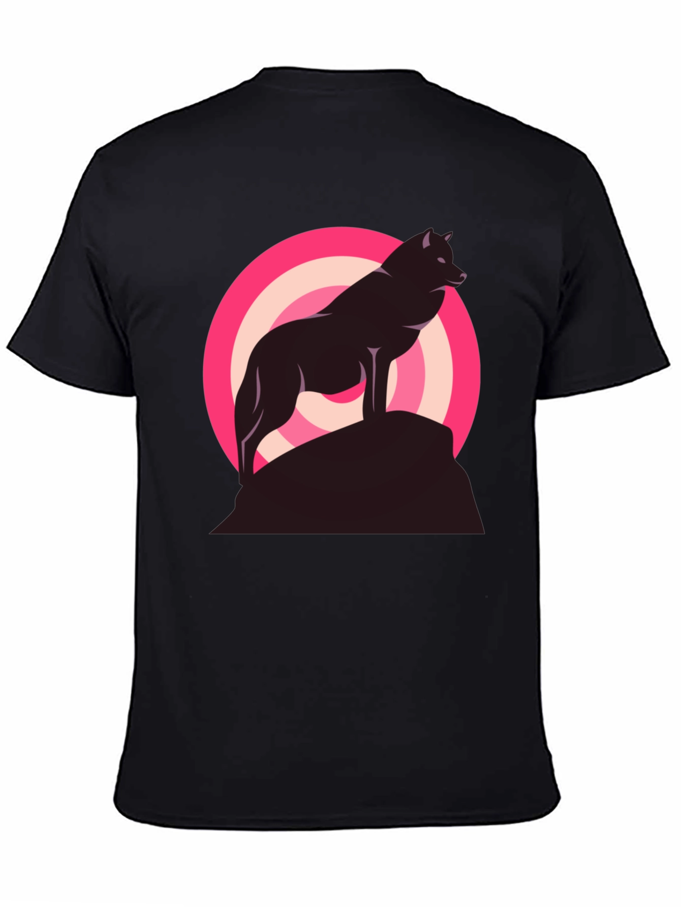 Wolf Silhouette Graphic Tee - Stylish Mens Black T-Shirt