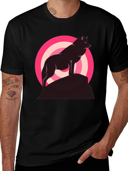 Wolf Silhouette Graphic Tee - Stylish Mens Black T-Shirt