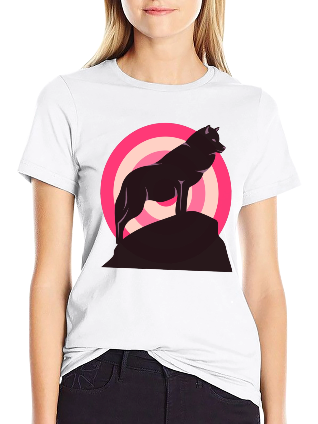 Wolf Silhouette Graphic Tee - Stylish Mens Black T-Shirt