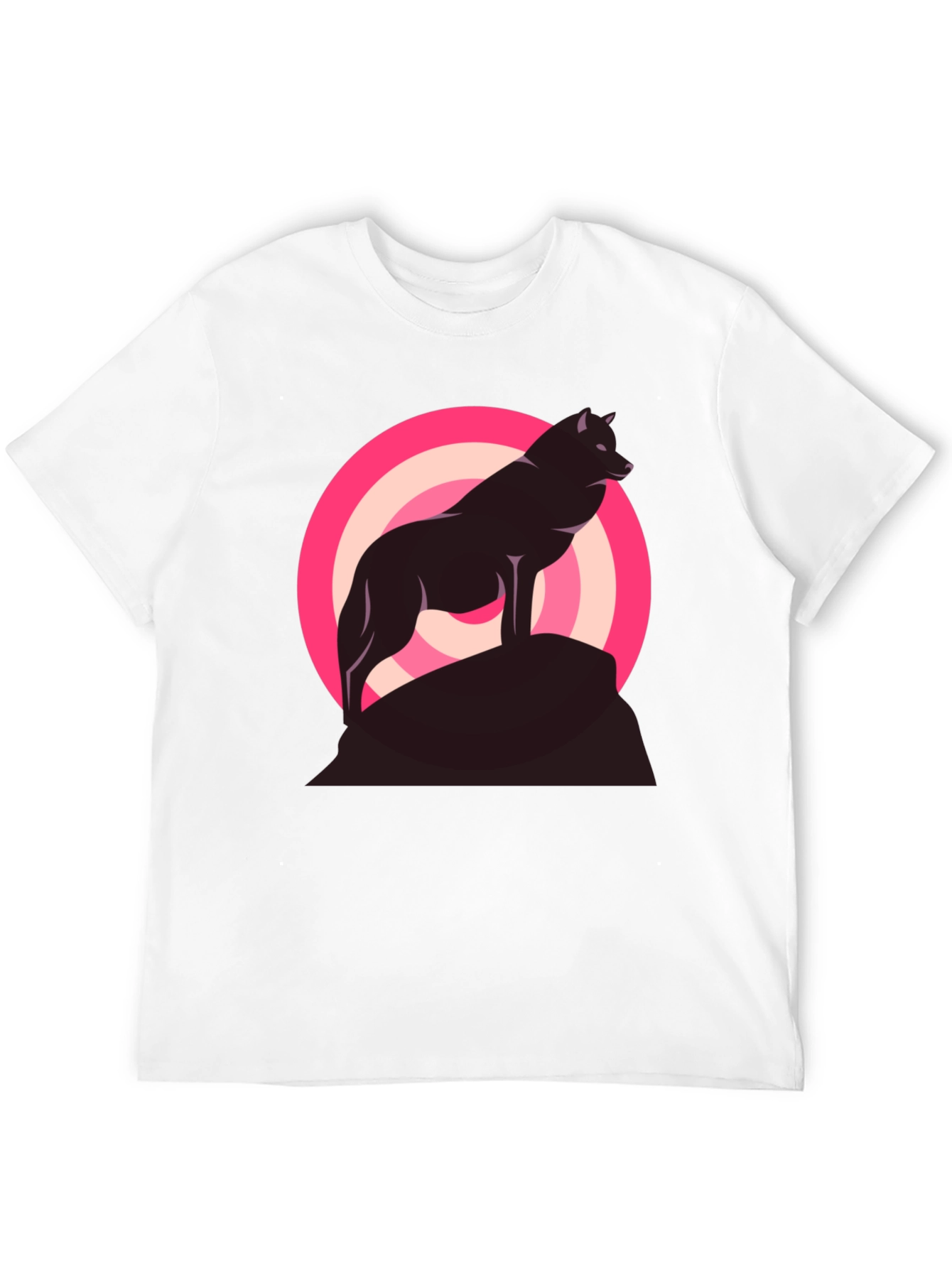 Wolf Silhouette Graphic Tee - Stylish Mens Black T-Shirt