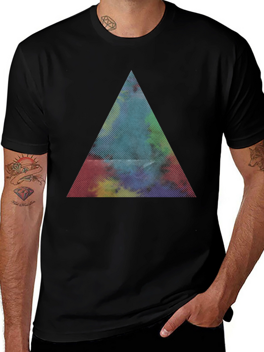 Abstract Triangle Graphic Black T-Shirt