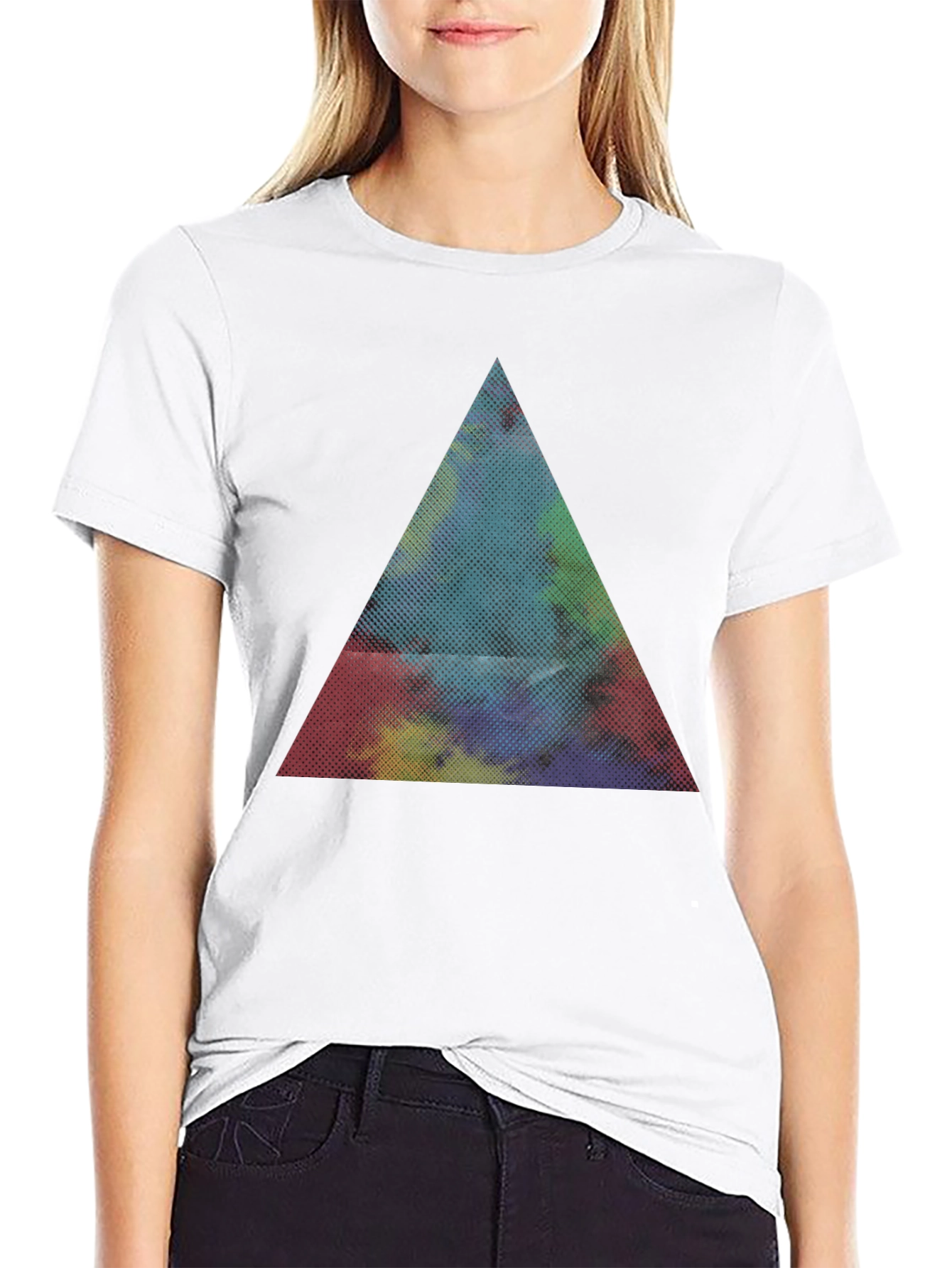Abstract Triangle Graphic Black T-Shirt