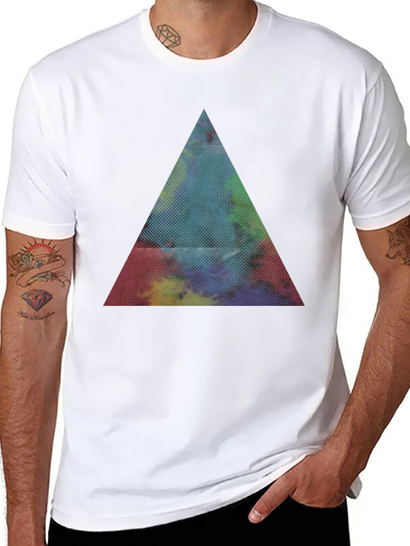 Abstract Triangle Graphic Black T-Shirt