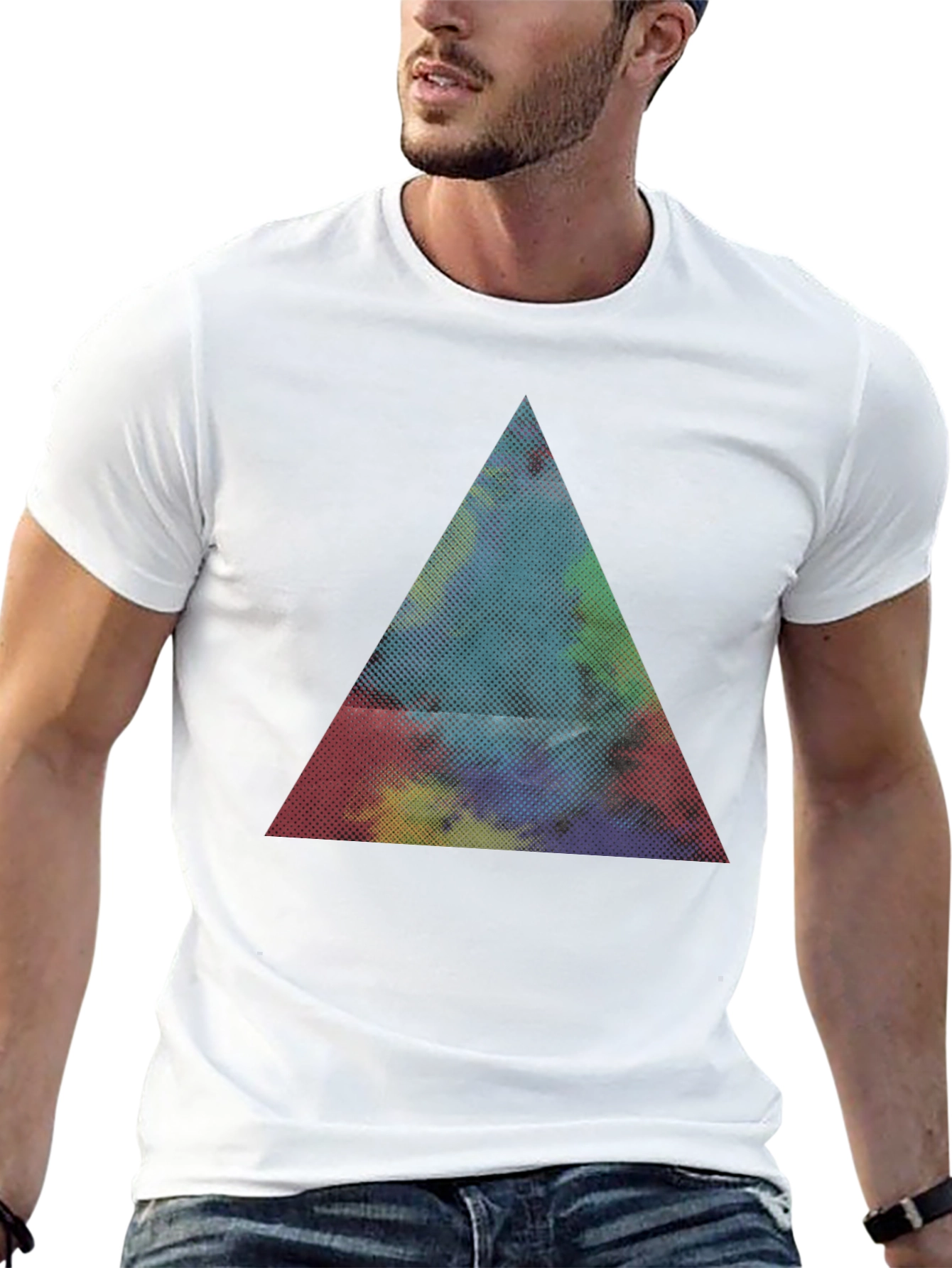 Abstract Triangle Graphic Black T-Shirt
