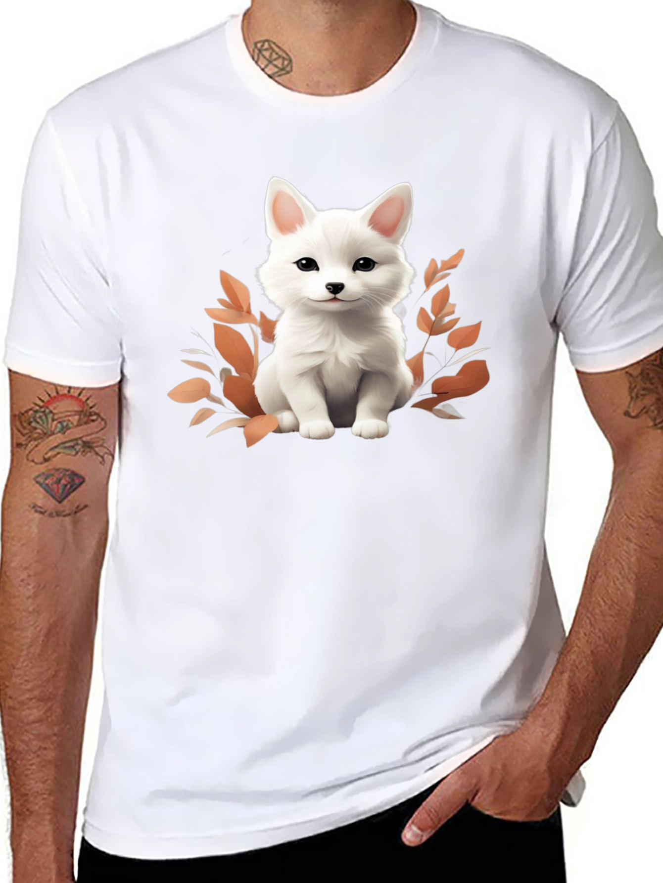 Cute White Fox Graphic Tee - Stylish Unisex Shirt