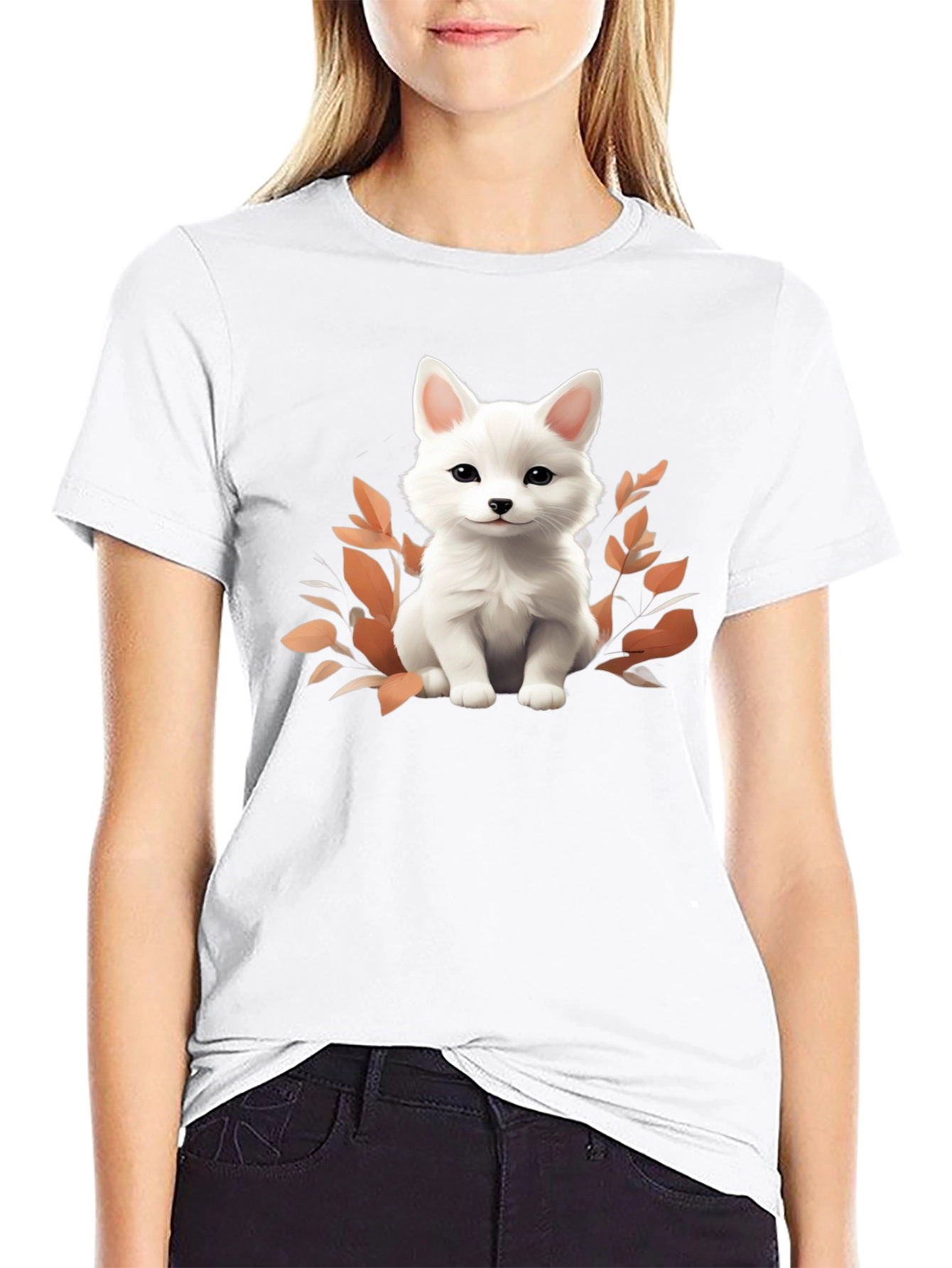 Cute White Fox Graphic Tee - Stylish Unisex Shirt