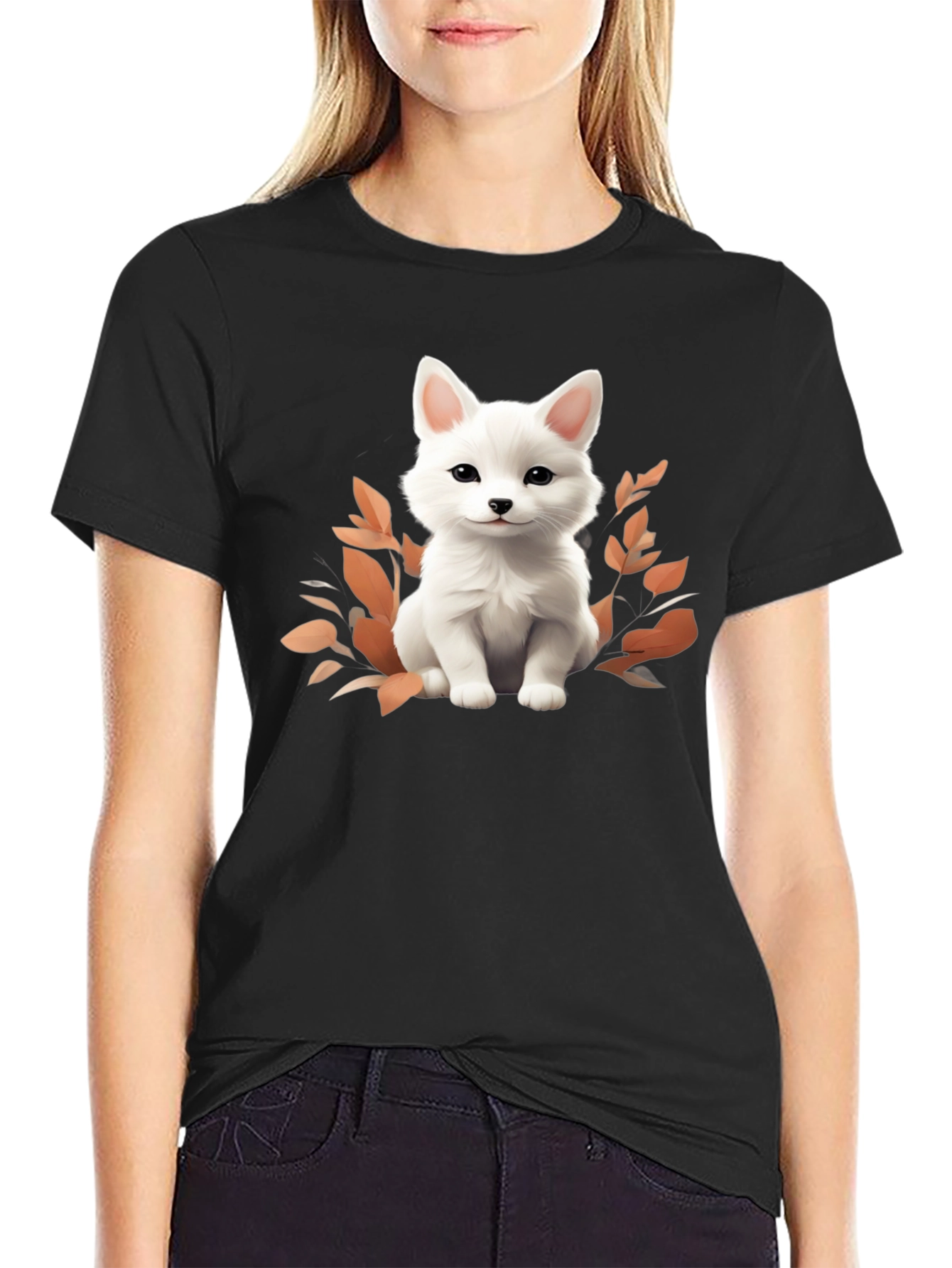 Cute White Fox Graphic Tee - Stylish Unisex Shirt
