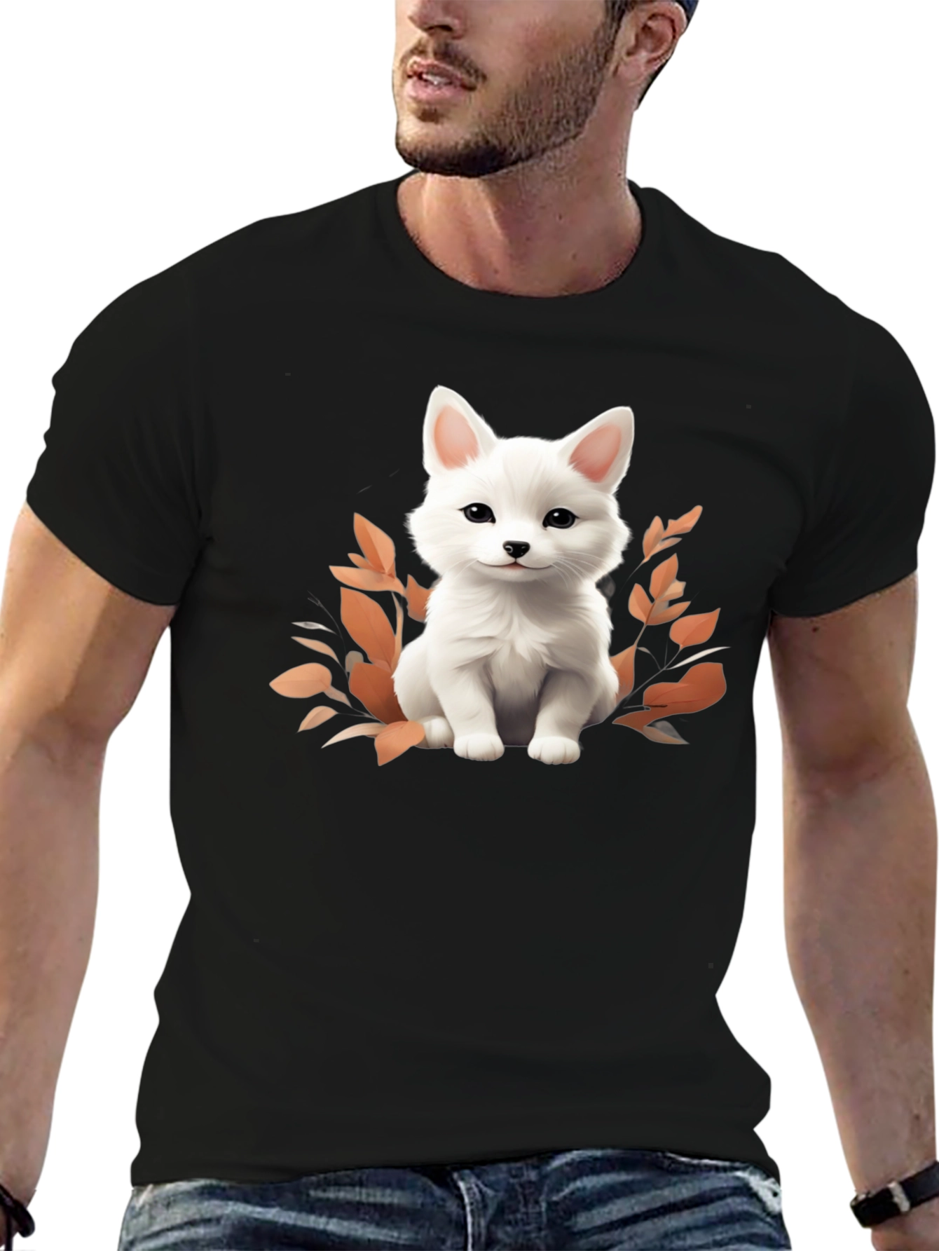 Cute White Fox Graphic Tee - Stylish Unisex Shirt