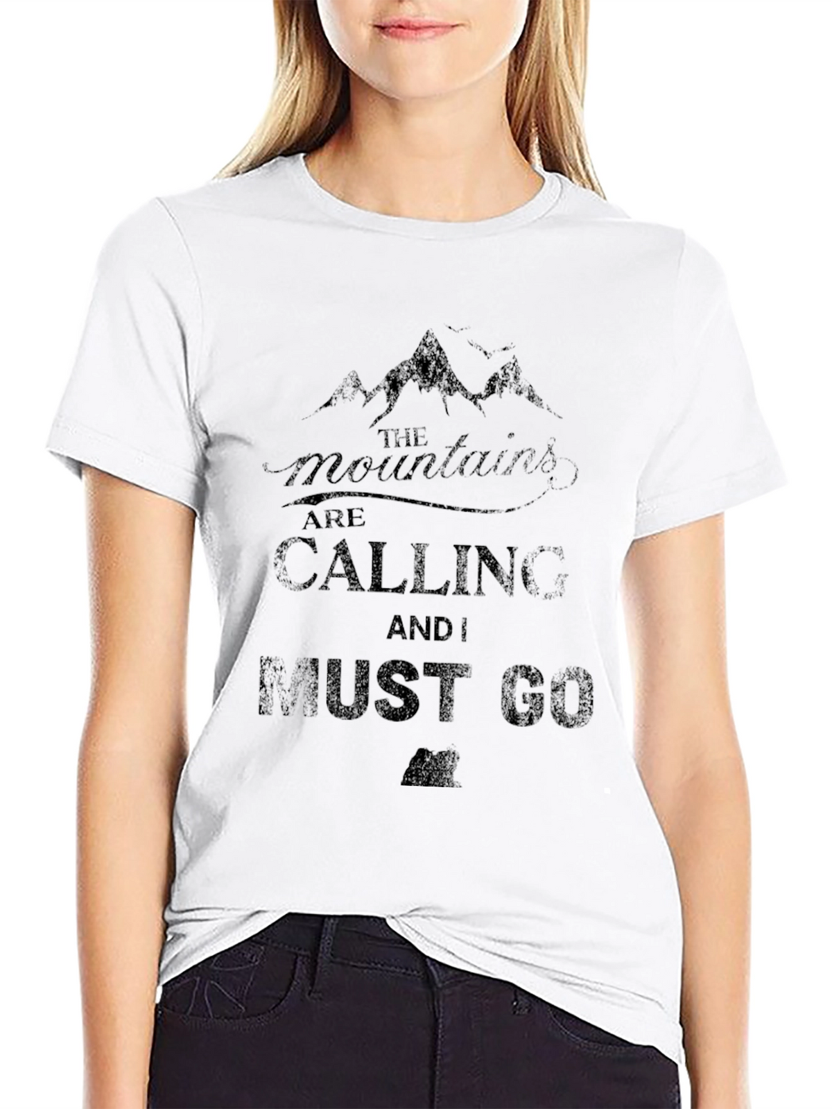 Mountains are Calling Graphic Tee - Black