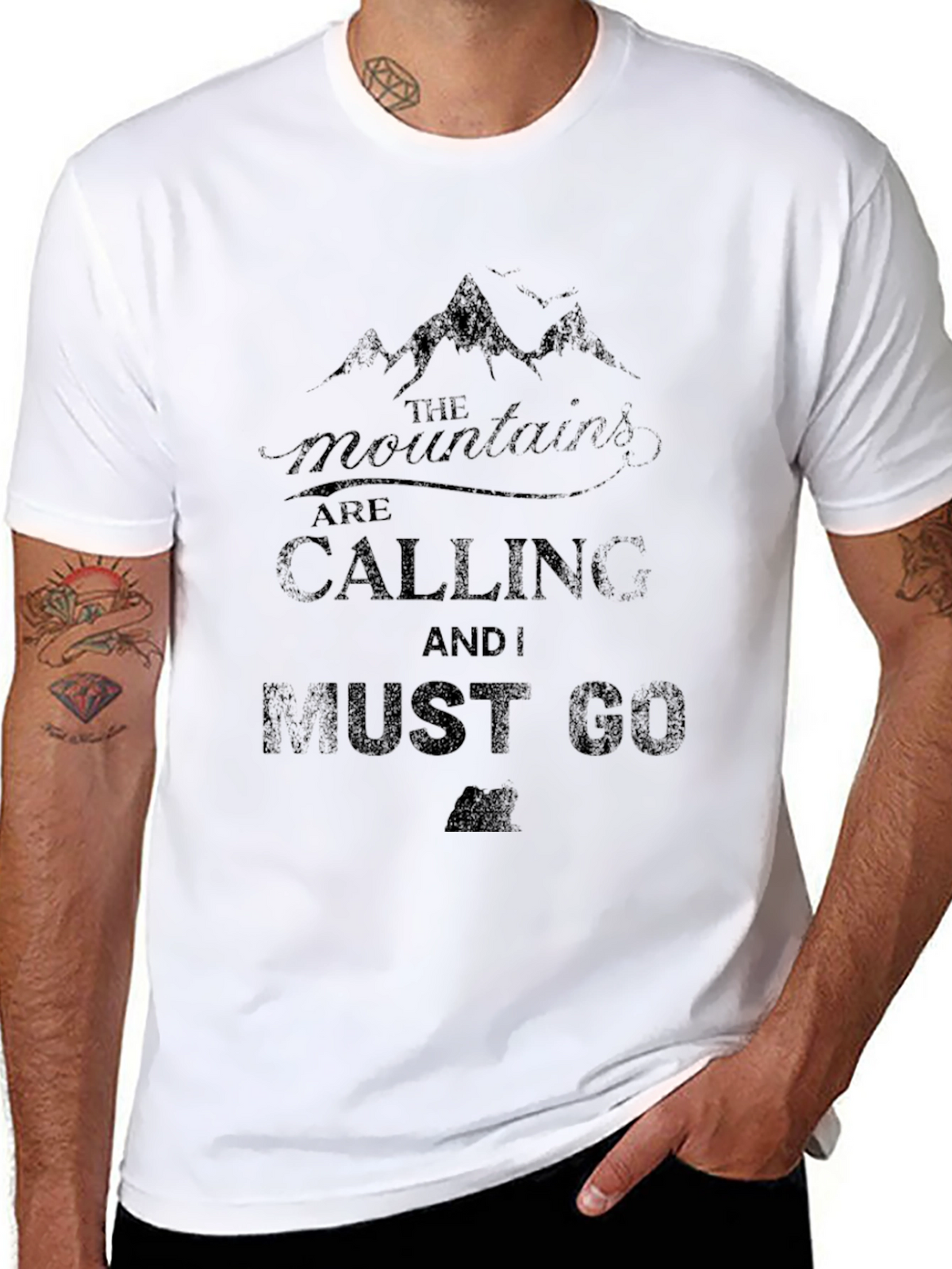 Mountains are Calling Graphic Tee - Black