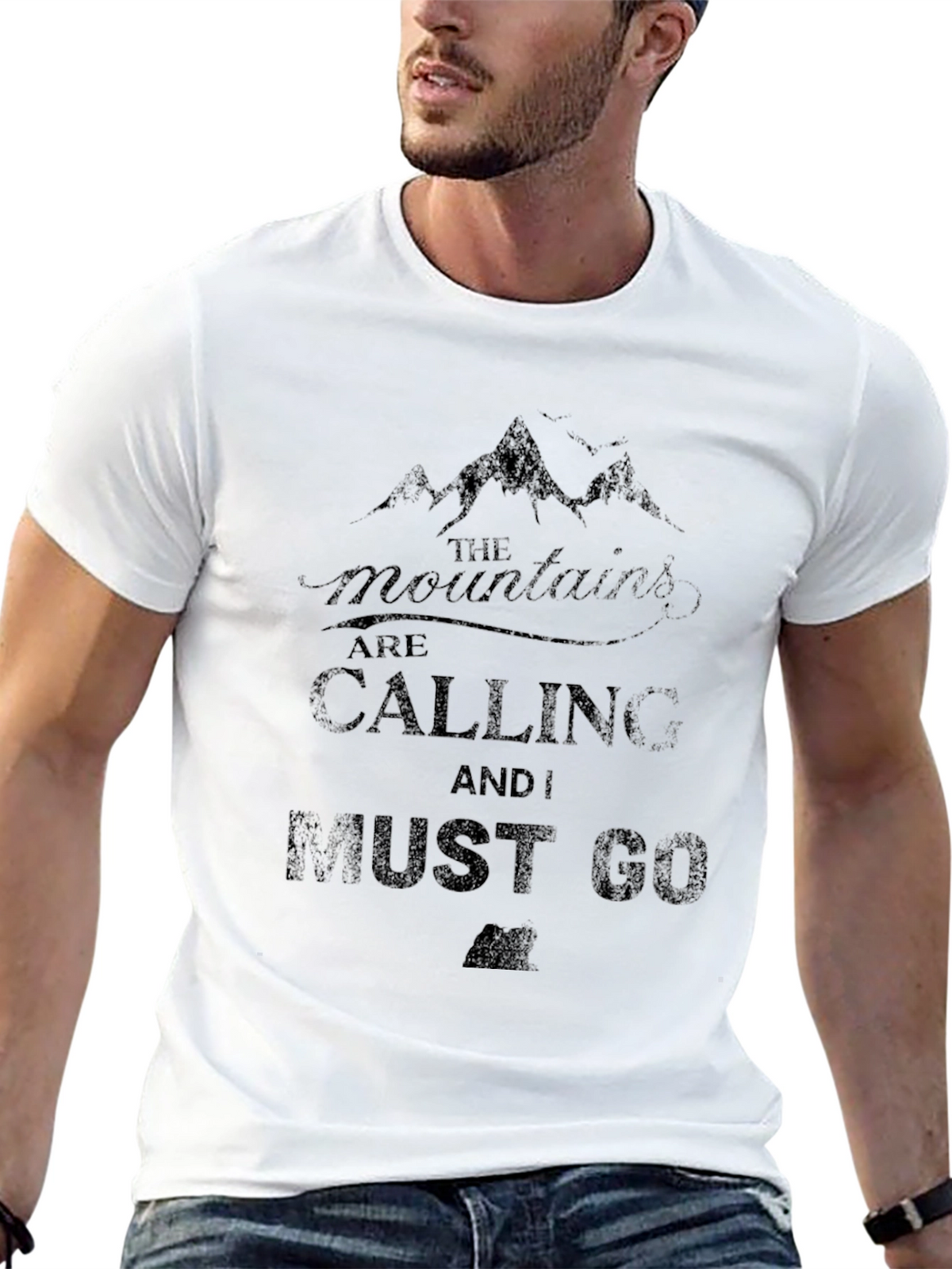 Mountains are Calling Graphic Tee - Black