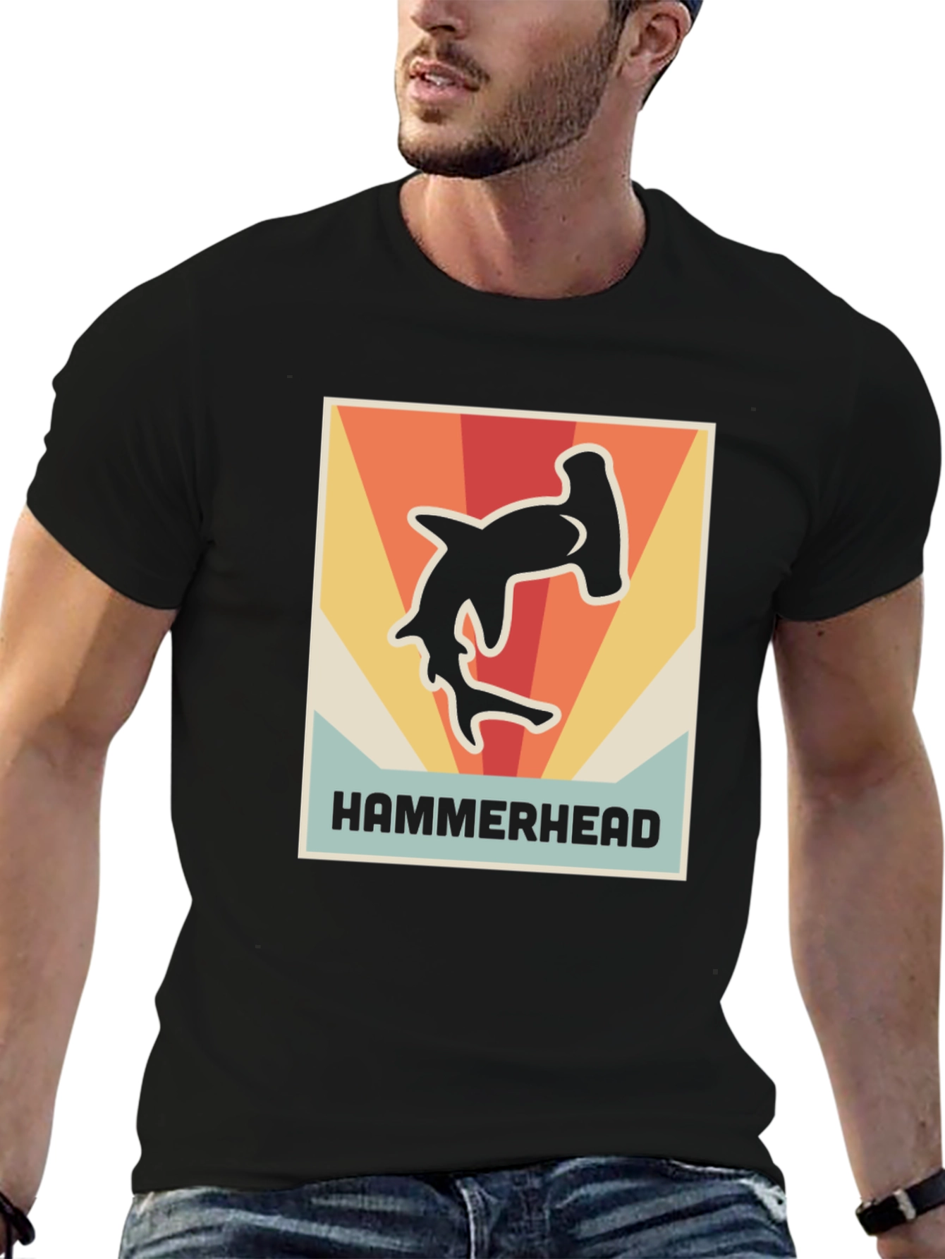 Retro Hammerhead Shark Graphic T-Shirt