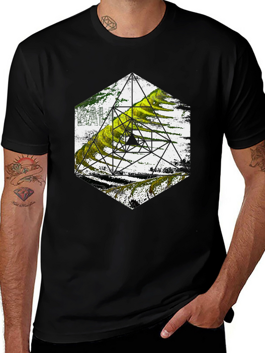 Geometric Design Tee - Black Cotton Blend