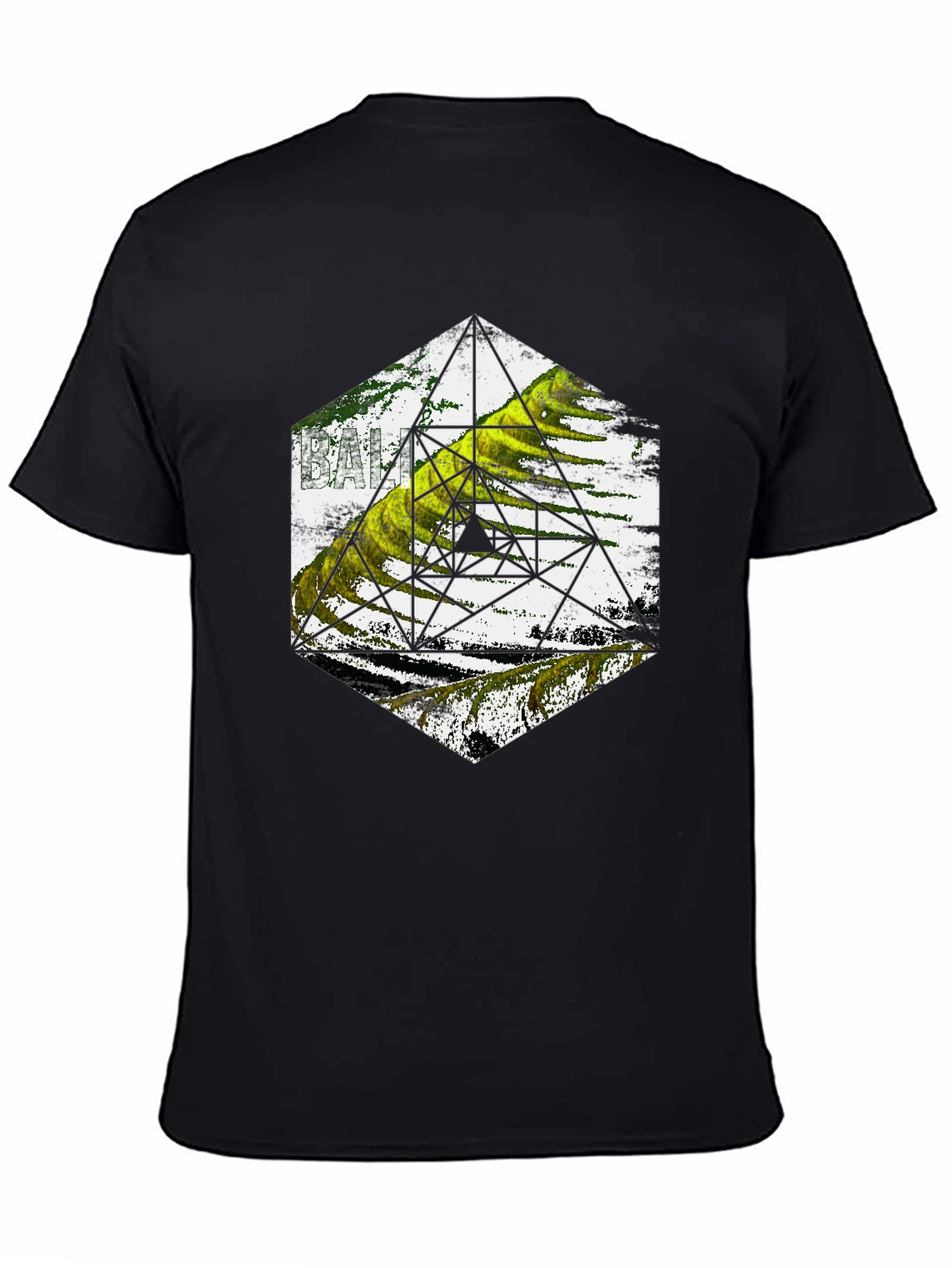 Geometric Design Tee - Black Cotton Blend