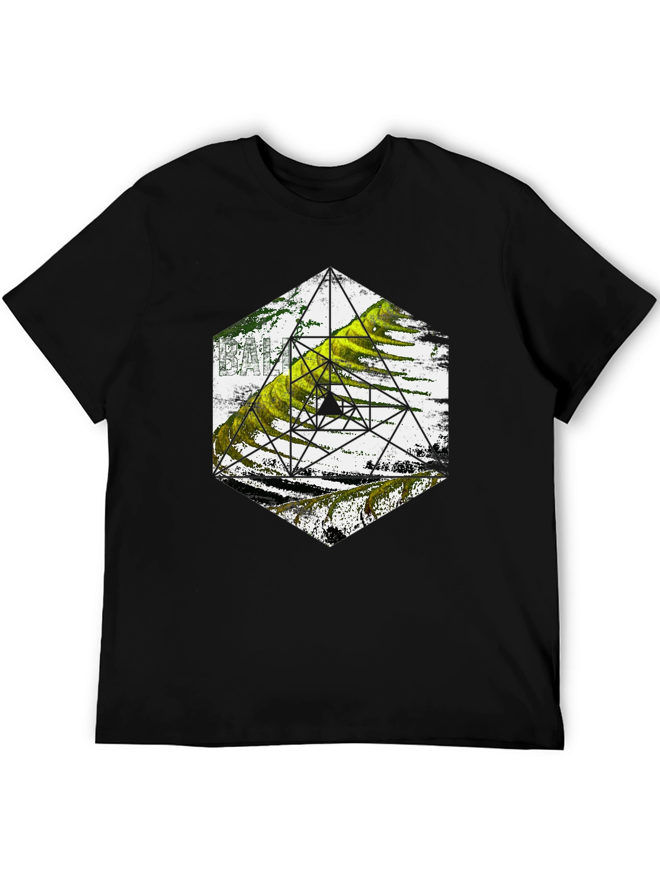Geometric Design Tee - Black Cotton Blend